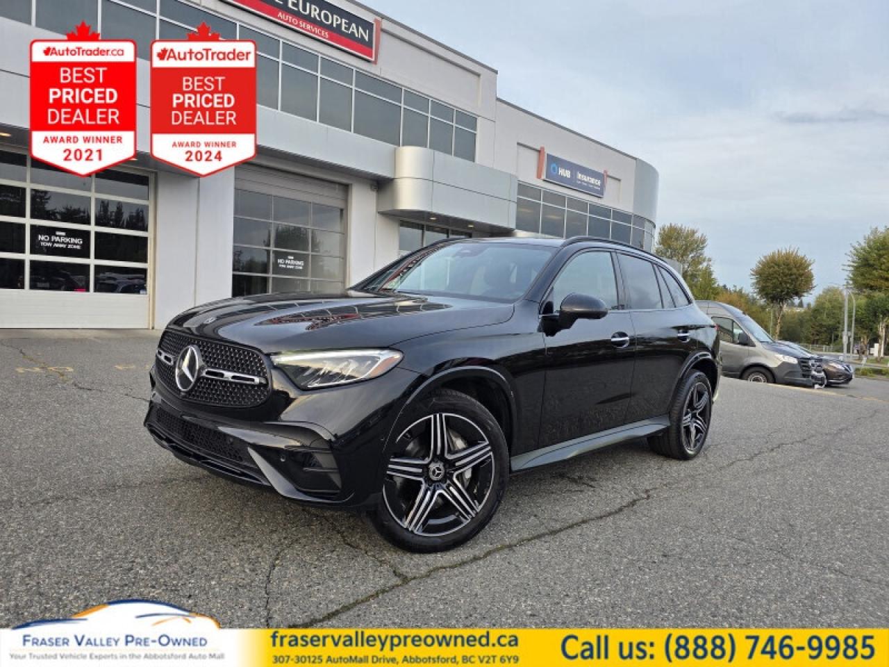 Fraser Valley Pre-Owned is proud to showcase this jaw-dropping 2024 Mercedes-Benz GLC 300 4MATIC SUV – a one-owner, locally driven vehicle with only 8,923 km that still smells like new. Finished in Black on Black, this GLC is a stunner from every angle, complete with the AMG package and the brand-new 2024 interior redesign that brings next-level technology and refinement.
 
If you’ve been considering a GLC, here’s your friendly reminder – don’t get stuck buying yesterday’s pre-2024 model just to save a few thousand. The new 2024 GLC is a complete transformation, from its dual-screen MBUX cockpit to its upgraded comfort and driver-assist features. This isn’t a facelift – it’s an entirely new SUV.
 
This one has been rarely driven, meticulously kept, and it shows. From the exterior finish to the cabin materials, everything about it screams premium.
 
Highlights & Features
AMG Package – aggressive styling and sport-tuned details that make a statement
2.0L Turbocharged 4-Cylinder Engine with mild-hybrid tech – smooth, efficient, and responsive
4MATIC All-Wheel Drive – confident in every condition
9-Speed Automatic Transmission – buttery-smooth shifts and great fuel efficiency
EASY-PACK Power Liftgate – effortless cargo access
LED Headlights with Rear Fog Lamps & Perimeter Lighting – visibility and style combined
Proximity Key with Push-Button Start & Smart Device Remote Engine Start – pure convenience
Panoramic Sunroof – light, open, and airy cabin feel
Heated Front Bucket Seats with power adjustment, lumbar support, and memory functions
Voice-Activated Dual-Zone Climate Control – effortless comfort
Genuine Wood & Leatherette Interior Trim – understated luxury, authentically Mercedes
ARTICO Synthetic Leather Upholstery – durable, refined, and eco-friendly
MBUX Infotainment System with Dual Screens – one of the best in the business
Built-in Navigation with Apple CarPlay & Android Auto – smart, seamless connectivity
360° Surround Camera & Front/Rear Parking Sensors – park like a pro
Adaptive Cruise Control, Blind Spot Assist, Forward Collision Mitigation – confidence in every drive
Ambient Interior Lighting System – customizable mood lighting
Rain-Sensing Wipers, Power-Folding Mirrors, and Auto High Beams – attention to every detail
 
This 2024 GLC 300 4MATIC blends modern luxury, cutting-edge technology, and genuine driving pleasure better than anything else in its class. It’s the complete package – elegant, powerful, and intelligently designed for the real world.
 
It’s fully inspected, freshly serviced, and ready for immediate test drive and delivery. This is the GLC that makes every other SUV on the road look like it’s running last year’s software.
 

 
To apply right now for financing use this link : https://www.fraservalleypreowned.ca/abbotsford-car-loan-application-british-columbia
 
 

| Our Quality Guarantee: We maintain the highest standard of quality that is required for a Pre-Owned Dealership to operate in an Auto Mall. We provide an independent 360-degree inspection report through licensed 3rd Party mechanic shops. Thus, our customers can rest assured each vehicle will be a reliable, and responsible purchase.  |  Purchase Disclaimer: Your selected vehicle may have a differing finance and cash prices. When viewing our vehicles on third party  marketplaces, please click over to our website to verify the correct price for the vehicle. The Sale Price on third party websites will always reflect the Finance Price of our vehicles. If you are making a Cash Purchase, please refer to our website for the Cash Price of the vehicle.  | All prices are subject to and do not include, a $995 Finance Fee, a $995 Document Fee, and a $150 GPS Lot Security fee.   These fees as well as taxes, are included in all listed listed payment quotes. Please speak with Dealer for full details and exact numbers.  o~o