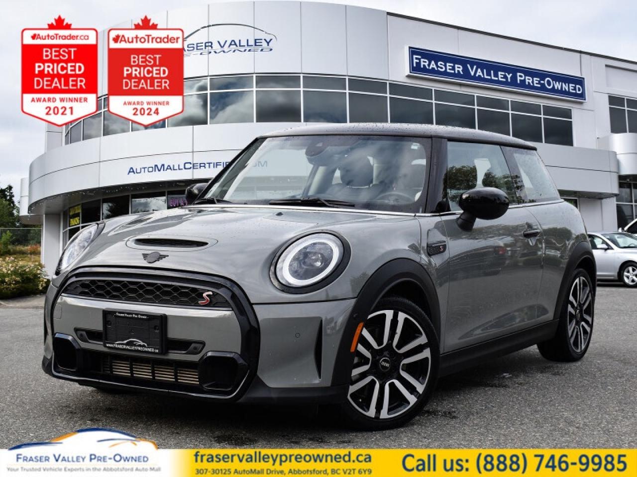 Fraser Valley Pre-Owned is proud to present this 2023 MINI Cooper S  a truly special example finished in Moonwalk Grey Metallic over a black leather interior, sitting pretty on upgraded 17-inch sport wheels. This car is as sharp as it sounds  refined, punchy, and genuinely fun to drive.
 
With only 9,557 km, this MINI has been barely driven  just short trips on sunny days by its previous owner. Its the definition of gently used. The condition is as good as youd expect from a car thats spent its time being admired as much as its been driven.
 
Originally imported from the United Kingdom when brand new, this BC local Cooper S carries a bit of that authentic British charm, with a clean history and zero accidents. Its the kind of car that feels special before you even start it  and once you do, its hard not to grin.
 
Highlights include:
Turbocharged 2.0L engine  lively, efficient, and full of character
Automatic transmission (FWD) 
Moonwalk Grey Metallic on Black Leather  the perfect modern color combo
Upgraded 17-inch wheels  athletic stance and refined ride
Adaptive cruise control  stress-free highway driving
Leather seats with heating  premium comfort, MINI-style
Power panoramic moonroof  light, air, and views for days
Heads-up display  all the important info, right where you want it
Apple CarPlay & Android Auto  seamless smartphone integration
Navigation system  clear, intuitive, and easy to use
Satellite radio & Bluetooth  endless entertainment options
Rearview camera with parking assistance  precision parking made easy
Clean history, BC local  owned with care and it shows
 
This 2023 MINI Cooper S is everything you love about driving distilled into one compact, perfectly balanced package  playful yet premium, small yet substantial. Its not just a car; its an experience waiting to happen.
 
Its in stock, freshly serviced, and ready for immediate test drive and delivery. Come see why this MINI Cooper S stands out from the crowd  because finding one this clean, this loaded, and this well-kept doesnt happen every day.
 

 
 
To apply right now for financing use this link : https://www.fraservalleypreowned.ca/abbotsford-car-loan-application-british-columbia
 
 

| Our Quality Guarantee: We maintain the highest standard of quality that is required for a Pre-Owned Dealership to operate in an Auto Mall. We provide an independent 360-degree inspection report through licensed 3rd Party mechanic shops. Thus, our customers can rest assured each vehicle will be a reliable, and responsible purchase.  |  Purchase Disclaimer: Your selected vehicle may have a differing finance and cash prices. When viewing our vehicles on third party  marketplaces, please click over to our website to verify the correct price for the vehicle. The Sale Price on third party websites will always reflect the Finance Price of our vehicles. If you are making a Cash Purchase, please refer to our website for the Cash Price of the vehicle.  | All prices are subject to and do not include, a $995 Finance Fee, a $995 Document Fee, and a $150 GPS Lot Security fee.   These fees as well as taxes, are included in all listed listed payment quotes. Please speak with Dealer for full details and exact numbers.  o~o
