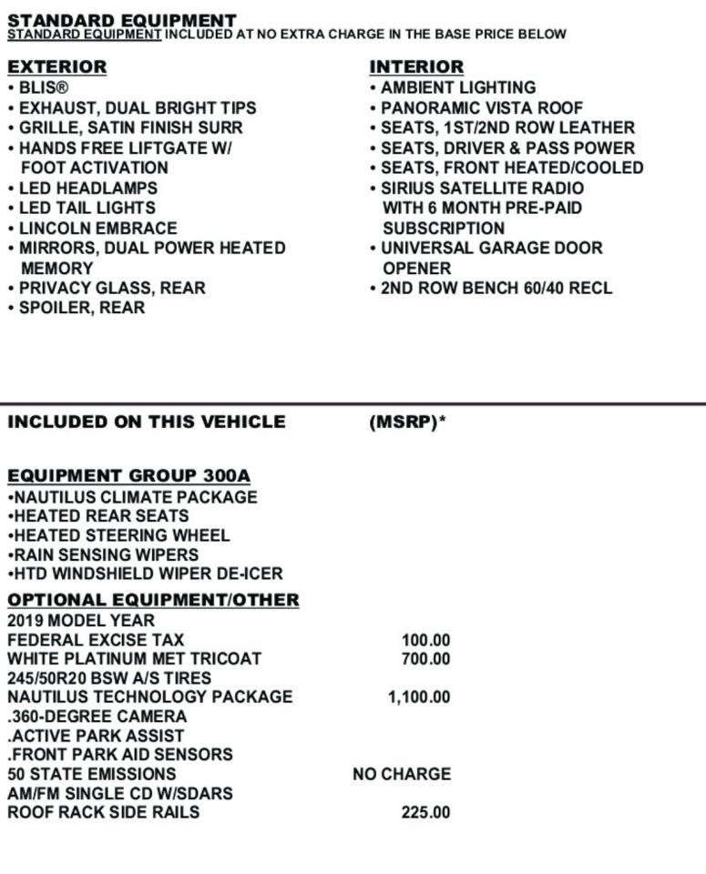 2019 Lincoln Nautilus RESERVE | TECH PKG | 20"RIM | REVEL | PANO Photo