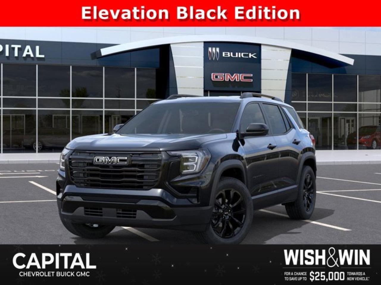 This GMC Terrain boasts a Turbocharged Gas I4 1.5L/-TBD- engine powering this Automatic transmission. TRANSMISSION, 8-SPEED AUTOMATIC, ELECTRONICALLY-CONTROLLED WITH OVERDRIVE includes Driver Shift Control (STD), LPO, BLACK GMC EMBLEMS, FRONT AND REAR, ENGINE, 1.5L TURBO DOHC 4-CYLINDER, SIDI, VVT (175 hp [131.3 kW] @ 5800 rpm, 203 lb-ft of torque [275.0 Nm] @ 2000 - 4000 rpm). (STD).* This GMC Terrain Features the Following Options *ENGINE BLOCK HEATER, ELEVATION PREFERRED EQUIPMENT GROUP includes standard equipment, EBONY TWILIGHT METALLIC, BLACK EDITION includes (PJO) 19 high gloss Black aluminum wheels, darkened grille and C shaped surrounding bezel, black mirror caps, (V2P) Black roof-mounted side rails, Black exterior accents, (SFZ) Black GMC emblems, LPO and Black exterior badging., 3 YEARS SIRIUSXM SiriusXM Extended Service subscription will stop at the end of the applicable subscription period unless you decide to continue service. Plan is non-transferable and non-refundable. Service subject to the SiriusXM Customer Agreement and Privacy Policy, visit siriusxm.ca/terms to see complete terms and how to cancel which includes online methods or calling 1-888-539-7474. Some services, content and features are subject to device capabilities, an active data connection enabled in the vehicle and location availability. All fees, content and features are subject to change. Content varies by subscription plan. SiriusXM and related logos are trademarks of Sirius XM Radio Inc. and its respective subsidiaries.), Wireless Apple CarPlay/Wireless Android Auto, Windows, express up/down driver and express down all passengers, Window, rear side, solar absorbing, privacy tinting, Wi-Fi Hotspot capable (Terms and limitations apply. See onstar.ca or dealer for details.), Wheels, 17 (43.2 cm) Grazen Metallic, machined aluminum.* Visit Us Today *Test drive this must-see, must-drive, must-own beauty today at Capital Chevrolet Buick GMC Inc., 13103 Lake Fraser Drive SE, Calgary, AB T2J 3H5.