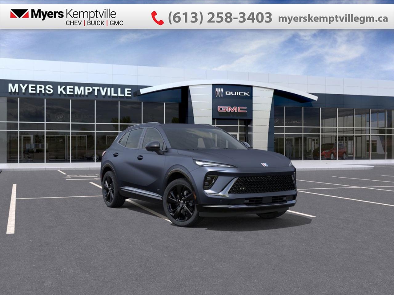 <b>Leather Seats,  360 Camera,  Wireless Charging Pad,  Power Liftgate,  Remote Start!</b><br> <br> <br> <br>At Myers, we believe in giving our customers the power of choice. When you choose to shop with a Myers Auto Group dealership, you dont just have access to one inventory, youve got the purchasing power of an entire auto group behind you!<br> <br>With standard all-wheel drive and confident ride quality its built for both city streets and weekend escapes. <br> <br>The 2026 Buick Envision offers drivers a sophisticated crossover experience that pairs elegant design with modern technology and capable handling. Inside, youll enjoy a cabin filled with refined touches, intuitive controls and the kind of comfort suited for daily needs or longer drives. With all-wheel drive as standard, thoughtful amenities, and Buicks commitment to safety, the Envision presents a compelling option for those seeking upscale performance in a compact SUV.<br> <br>This Quartz Blu Metallic SUV has an Automatic transmission and is powered by a 228HP 2.0L 4 Cylinder Engine. <br> <br> Our Envisions trim level is Sport Touring. This trim steps things up with perforated leather seats and 20-inch carbon flash metallic alloy wheels, along with standard features such as power liftgate for rear cargo access, an HD surround vision system, a wireless charging pad for mobile devices, and an ultra-wide infotainment screen with wireless Apple CarPlay and Android Auto. Safety features include adaptive cruise control, blind zone steering assist, lane keep assist with lane departure warning, rear park assist, and rear cross traffic braking. Additional features also include remote engine start, keyless open, a heated steering wheel, heated front seats, and even more. This vehicle has been upgraded with the following features: Leather Seats, 360 Camera, Wireless Charging Pad, Power Liftgate, Remote Start, Heated Steering Wheel, Adaptive Cruise Control.<br><br> <br>To apply right now for financing use this link: <a href=https://www.myerskemptvillegm.ca/finance/ target=_blank>https://www.myerskemptvillegm.ca/finance/</a><br><br> <br/>   <br> Buy this vehicle now for the lowest bi-weekly payment of <b>$300.35</b> with $0 down for 84 months @ 0.99% APR O.A.C. ( Plus applicable taxes -  **Rebates may not be applicable on all purchase types [cash, lease, or finance]. Eligibility and conditions may vary. Please see dealer for full details and confirmation of eligibility.   ).  Incentives expire 2026-06-01.  See dealer for details. <br> <br>Your journey to better driving experiences begins in our inventory, where youll find a stunning selection of brand-new Chevrolet, Buick, and GMC models. If youre looking to get additional luxuries at a wallet-friendly price, dont just pick pre-owned -- choose from our selection of over 300 Myers Approved used vehicles! Our incredible sales team will match you with the car, truck, or SUV thats got everything youre looking for, and much more. o~o