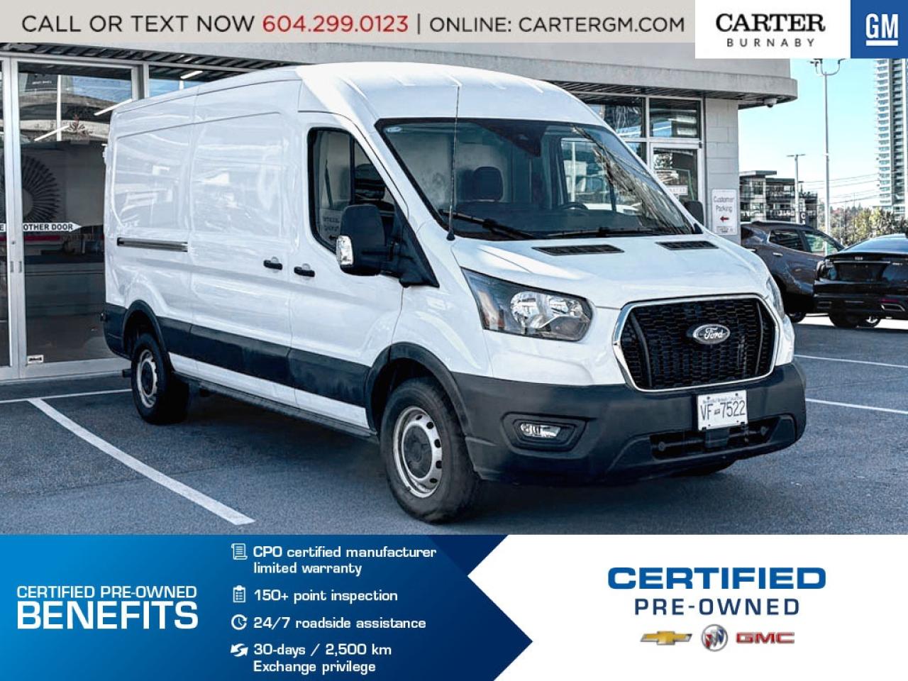 Get the job done with confidence in this 2023 Ford Transit Cargo Van, engineered for power, space, and dependability. Driven by a 3.5L V6 gas engine and 10-speed automatic transmission, it delivers smooth, responsive performance. The rear-wheel-drive cargo body, barn doors, and bulkhead make loading and organization effortless. Stay connected and in control with Bluetooth, navigation, and a Rear Vision Camera, while automatic climate control and traction control enhance comfort and safety.

Come take it for a test drive today and experience all this stylish vehicle has to offer!

WHY CARTER GM BURNABY?

- An unrivalled vehicle purchasing experience!
- Exceeding our loyal customers expectations since 1963
- 4.5 Google star rating (with 2,175+ customer reviews)
- Cargurus Top-rated Dealer 2025 Award
- Cargurus Top Value Dealer 2025 Award
- Peace of mind - 150-point vehicle inspection
- CARFAX - full vehicle service history - purchase with confidence!
- Vehicle trades welcome! Best price guaranteed!
- We provide upfront pricing, zero hidden fees, and 100% transparency
- Fast approvals and 99% acceptance rates (no matter your current credit status!)
- Multilingual staff (many languages spoken)
- Comfortable non-pressured environment with in-store television, WIFI and a childrens play area!
- In-store restaurant: fresh daily menu





Were here to help you drive the vehicle you want, the vehicle you deserve!
QUESTIONS? GREAT! WEVE GOT ANSWERS!
To speak with a friendly vehicle specialist - CALL NOW!
(Doc. Fee: $495.00 Dealer Code: D5505)
