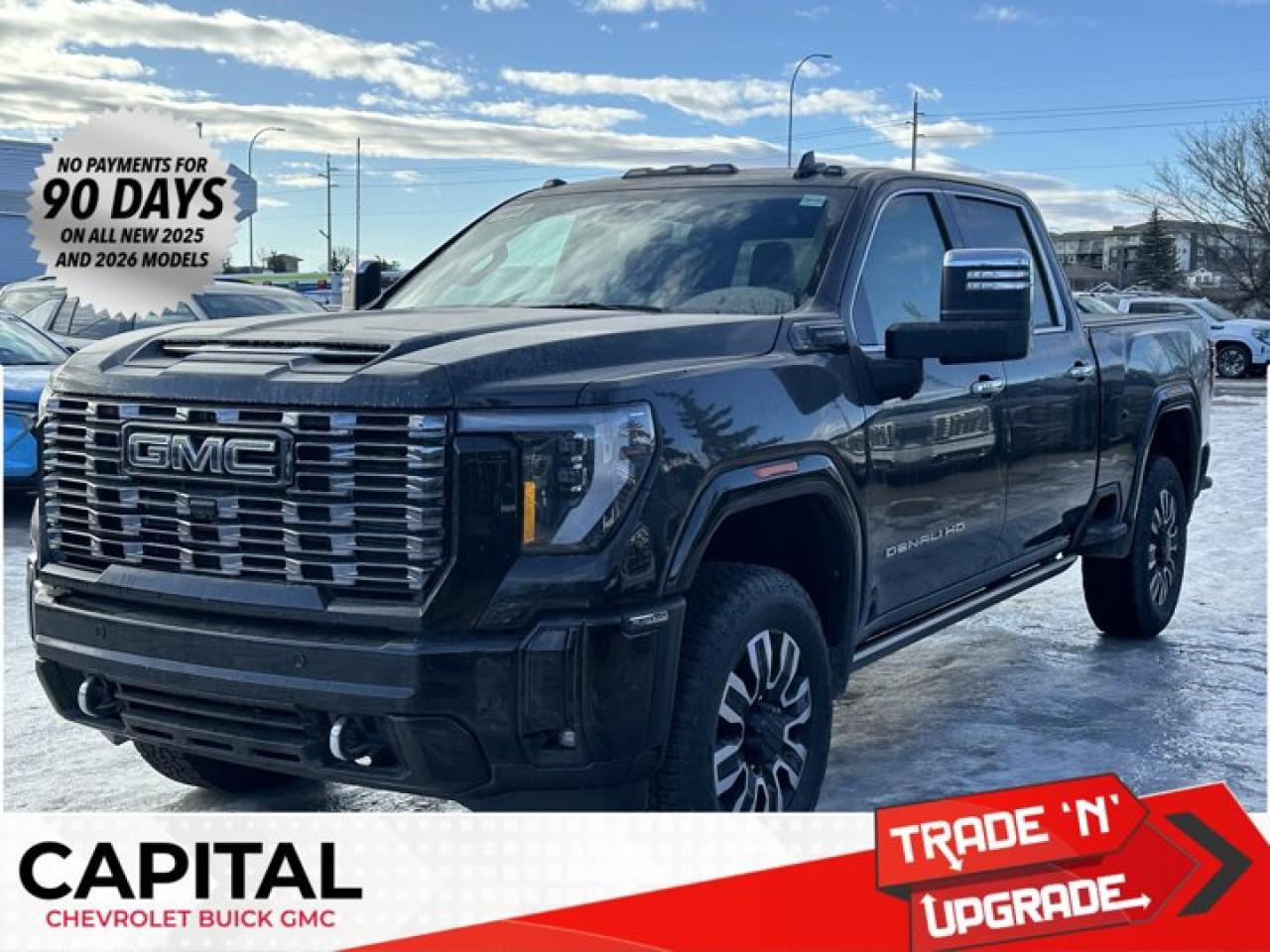 Accessories include: Rev Hard Folding Tonneau Cover.This GMC Sierra 3500HD delivers a Turbocharged Diesel V8 6.6L/ engine powering this Automatic transmission. TRANSMISSION, 10-SPEED AUTOMATIC (STD), REAR AXLE, 3.42 RATIO, PREMIUM FLOOR LINERS WITH REMOVABLE CARPET INSERT, FRONT.*This GMC Sierra 3500HD Features the Following Options *LPO, HITCH PACKAGE Gooseneck ball and chain tiedown kit with case, (dealer-installed), HEAVY DUTY FRONT SPRING/CAMPER PACKAGE Note: If ordered for Camper usage, recommend ordering (UY2) Trailering wiring provisions, GOOSENECK / 5TH WHEEL PREP PACKAGE -- Hitch platform to accept Gooseneck or 5th Wheel hitch. Includes hitch platform with tray to accept ball, stamped bed holes with removable caps installed and bed mounted 7-pin trailer harness (similar to UY2 harness). , LPO, SPORT PEDAL COVER KIT (dealer-installed), LPO, BODY COLOUR WHEEL ARCH MOULDINGS (dealer-installed), HIGH IDLE SWITCH, ENGINE, DURAMAX 6.6L TURBO-DIESEL V8, B20-DIESEL COMPATIBLE (470 hp [350.5 kW] @ 2800 rpm, 975 lb-ft of torque [1322 Nm] @ 1600 rpm) (STD), DENALI ULTIMATE PREFERRED EQUIPMENT GROUP includes standard equipment, ALTERNATORS, DUAL, 220-AMPS PRIMARY, 170-AMPS AUXILIARY, 3 YEARS SIRIUSXM.*Stop By Today *For a must-own GMC Sierra 3500HD come see us at Capital Chevrolet Buick GMC Inc., 13103 Lake Fraser Drive SE, Calgary, AB T2J 3H5. Just minutes away!