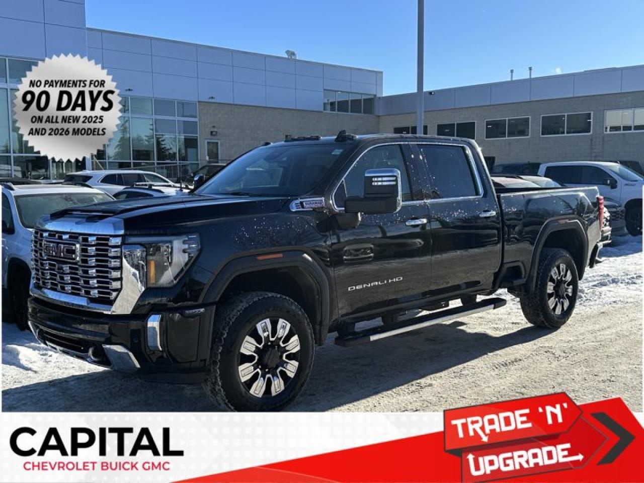 Accessories Include: 5 inch Zone Lift Kit, Gatorback Mudflaps, Upgraded Wheels & TiresThis GMC Sierra 2500HD boasts a Turbocharged Diesel V8 6.6L/ engine powering this Automatic transmission. TRANSMISSION, 10-SPEED AUTOMATIC, REAR AXLE, 3.42 RATIO, PREMIUM FLOOR LINERS WITH REMOVABLE CARPET INSERT, FRONT.*This GMC Sierra 2500HD Features the Following Options *DENALI RESERVE PACKAGE includes (CWM) Technology Package and (CF5) power sunroof , HIGH IDLE SWITCH, GVWR, 11,350 LBS. (5148 KG), ENGINE, DURAMAX 6.6L TURBO-DIESEL V8, B20-DIESEL COMPATIBLE (470 hp [350.5 kW] @ 2800 rpm, 975 lb-ft of torque [1322 Nm] @ 1600 rpm) (Includes (K05) engine block heater.), DENALI PREFERRED EQUIPMENT GROUP includes standard equipment, ALTERNATORS, DUAL, 220-AMPS PRIMARY, 170-AMPS AUXILIARY, Wireless Phone Projection for Apple CarPlay and Android Auto, Wireless charging, Wipers, front rain-sensing, Windows, power rear, express down.*Stop By Today *Come in for a quick visit at Capital Chevrolet Buick GMC Inc., 13103 Lake Fraser Drive SE, Calgary, AB T2J 3H5 to claim your GMC Sierra 2500HD!