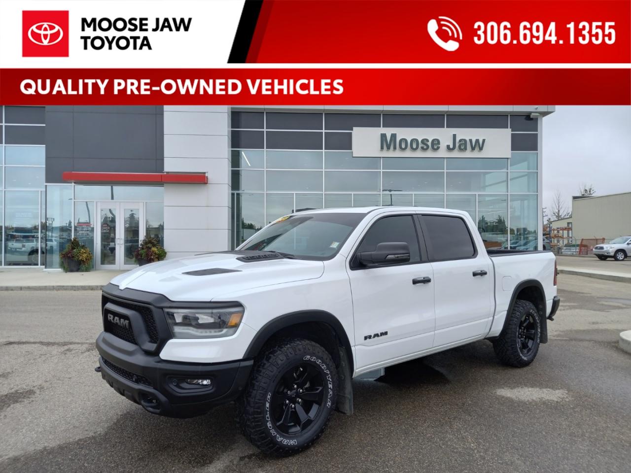 Used 2023 RAM 1500 Local with low mileage and built to perform. The 2023 Ram Rebel Night combines bold styling, powerful capability, and off-road confidence in one aggressive package. for sale in Moose Jaw, SK