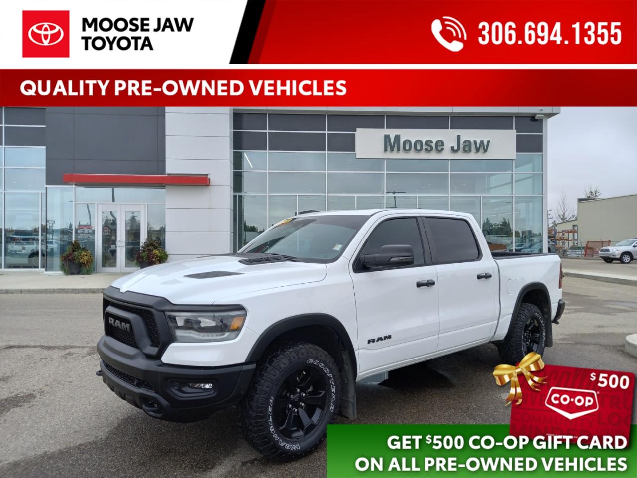Used 2023 RAM 1500 Local with low mileage and built to perform. The 2023 Ram Rebel Night combines bold styling, powerfu for sale in Moose Jaw, SK