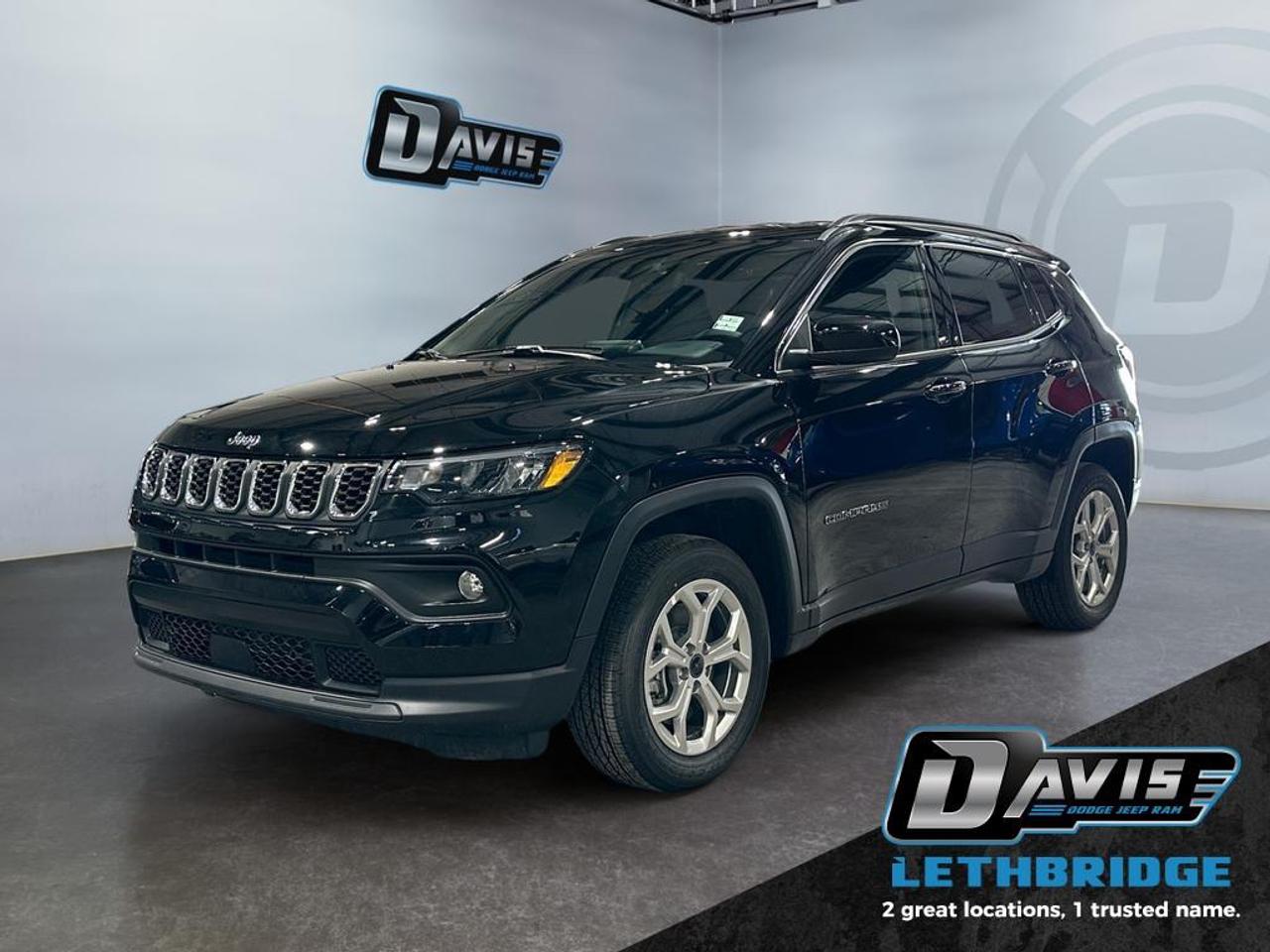 <b>Heated Steering Wheel, Remote Start, Apple CarPlay and Android Auto, Proximity Key, Heated Seats!<br /> <br /></b><br /> <br /> <br />This 2026 Jeep Compass North comes with a 2.0L turbocharged engine, 8-speed automatic transmission, and full-time AWD for confident all-weather performance. Inside, enjoy Uconnect 5 with Apple CarPlay/Android Auto, heated front seats and steering wheel, premium cloth/vinyl seats, and 60/40 fold-flat rear seating for flexible cargo space.<br /><br />Safety features include Forward Collision Warning with Automatic Braking, ParkView backup camera, Lane-Keeping Assist, Electronic Stability Control, and traction control. Exterior highlights include 17" aluminum wheels, LED headlights, fog lights, and all-season tires  ready for year-round Canadian driving.<br /><br />A reliable, tech-equipped AWD compact SUV  ideal for commuting, family trips, and winter-ready performance.<br /> <br />To apply right now for financing use this link: <a href=https://lethbridge.davisdodge.ca/free-credit-check/ target=_blank rel=nofollow noopener noreferrer>https://lethbridge.davisdodge.ca/free-credit-check/</a><br /><br /> <br /><br />As a premier Chrysler, Dodge, Jeep and RAM dealership, Davis Dodge proudly offers an extensive selection of new and used vehicles to meet every drivers needs. Customers across Lethbridge, Fort Macleod, Taber, Claresholm, Coaldale, and beyond trust us for daily vehicle specials, certified service and parts, and a seamless online inventory experience. <br /><br /> With competitive financing options and expert support, we make car buying easy and enjoyable. <br /><br /> Ready to hit the road? Schedule your test drive today at Davis Dodge, your trusted Chrysler, Dodge, Jeep and RAM dealer in Lethbridge, Alberta.<br /><br /> Vehicle pricing offer shown expires 2026-04-30. <br /> Come by and check out our fleet of 70+ used cars and trucks and 110+ new cars and trucks for sale in Lethbridge. o~o