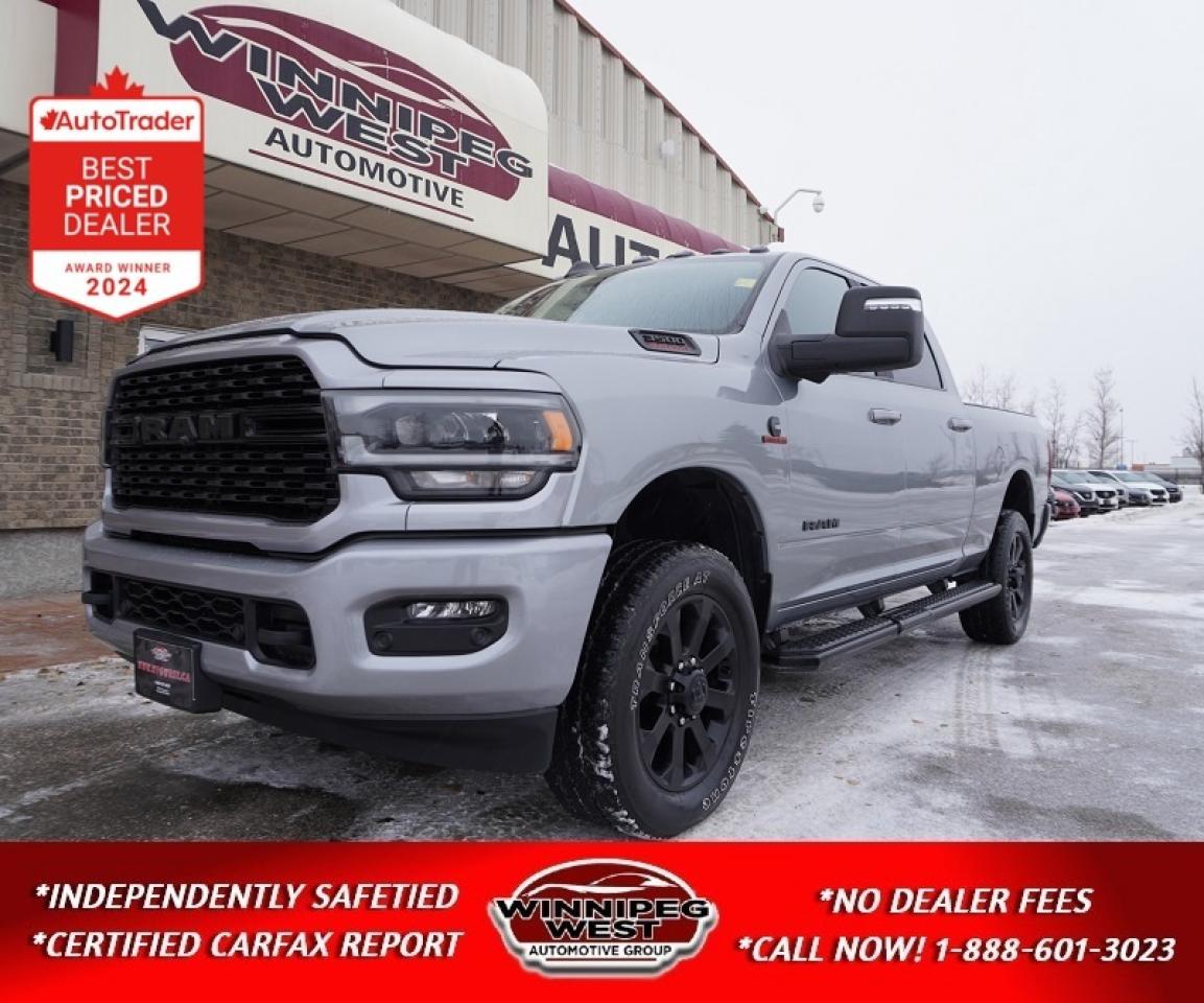 *** Dealer arranged financing on site! Quick, Simple,  no calls or waiting on bank appointments required!! Drive away today ***   NO ADMINISTRATION FEES!!

2024 RAM 3500 BIG HORN NIGHT EDITION HO CUMMINS  FULLY LOADED & LIKE NEW - 6.7L HIGH OUTPUT CUMMINS | AISIN TRANSMISSION | 4X4 | NIGHT EDITION | BILLET SILVER  

This is not your average Big Horn  this is the one everyone is searching for. A hard-to-find 2024 RAM 3500 Big Horn Crew Cab Night Edition, fully loaded with the Level 2 Equipment Group, low kms, and the legendary 6.7L High Output Cummins Turbo Diesel engine paired with the Heavy Duty AISIN 6-speed automatic transmission with a jaw-dropping 420 HP and 1,075 ft/lbs of torque, this truck is built to pull anything with confidence  while surrounding you in modern luxury, technology, and safety. VERY LOW KMS and showing like new, this is a truck that turns heads and gets the job done.

PERFORMANCE & CAPABILITY:

-6.7L High Output Cummins Turbo Diesel (420 HP / 1,075 lb-ft Torque)
-Heavy Duty AISIN 6-Speed Automatic Transmission
-Auto 4x4 with 2-Stage Transfer Case & Anti-Spin Differential
-Factory Fifth Wheel & Gooseneck Prep Kit
-Factory HD Tow Package with Integrated Trailer Brake Controller
-Factory Exhaust Brake & Trailer Sway Control
-Transfer Case Skid Plate
-Power Extendable Heated Tow Mirrors with Power Convex
-High Mounted Rear Cargo Camera + ParkView Backup Camera

LUXURY, TECH & COMFORT:

-Big Horn Night Edition in stunning Billet Silver
-Power Heated Front Bucket Seats with Full Center Console (5-passenger)
-Heated Steering Wheel & Power Adjustable Pedals
-Premium Alpine 9-Speaker Audio System with Subwoofer
-12 Full Touchscreen Uconnect 4 Multimedia System
-Apple CarPlay & Android Auto Integration
-Bluetooth Hands-Free Calling & Audio Streaming
-Keyless Push-Button Start & Remote Start
-Full Surround View Camera System
-Power Convex Mirrors & Trailer Reverse Guidance
-Factory Tri-Fold Tonneau Box Cover
-Rear Wheelhouse Liners

SAFETY & DRIVER ASSIST FEATURES:

-Lane Departure Warning with Lane Keep Assist
-Adaptive Cruise Control with Stop & Go
-Forward Collision Warning with Active Braking
-Auto High-Beam Control & Rain-Sensing Wipers
-Electronic Stability Control

EXTERIOR & TOWING ENHANCEMENTS:

-Night Edition full black Appearance Package
-Black Night Edition 20-inch Aluminum Sport Wheels
-Tinted Cab Clearance Lights
-Tinted Tail lights and clearance markers
-Black Badging
-FULL length Wheel-to-wheel running board steps
-Factory Tow Package
-Rear Wheelhouse Liners
-Fifth Wheel and Gooseneck prep package
-Full Tri-fold Tonneau box cover

WHY THIS TRUCK STANDS OUT:

-High Output Cummins + AISIN  the ultimate combination for serious towing & long-term reliability
-Fully loaded Big Horn Night Edition  rare spec with luxury features typically found on Laramie/Limited
-Immaculate condition  low kilometers, western history, pride of ownership evident
-Loaded with comfort upgrades, and work-ready equipment
-Pull anything, go anywhere, and look good doing it.

 This truck wont last long  fully loaded HO Cummins with the AISIN and Night Edition package is hard to find. Whether you are towing, working, or just want a show-stopping daily driver, this 2024 RAM 3500 has it all. Call or message us today to schedule a test drive or reserve it before its gone.

Comes with a Manitoba Safety Certification, and we have many Extended Powertrain warrantys available on your vehicle purchase up to 10-year coverage (on eligible vehicles see dealer for details). Financing on site with Zero down financing OAC. Trades accepted. View at Winnipeg West Automotive Group, 5195 Portage Ave. (only a couple of minutes past the new Costco) Dealer permit # 6007, Call now 1(888) 601-3023. This Car is located in Winnipeg Manitoba,  however we can have it shipped anywhere in North America relatively inexpensively.
