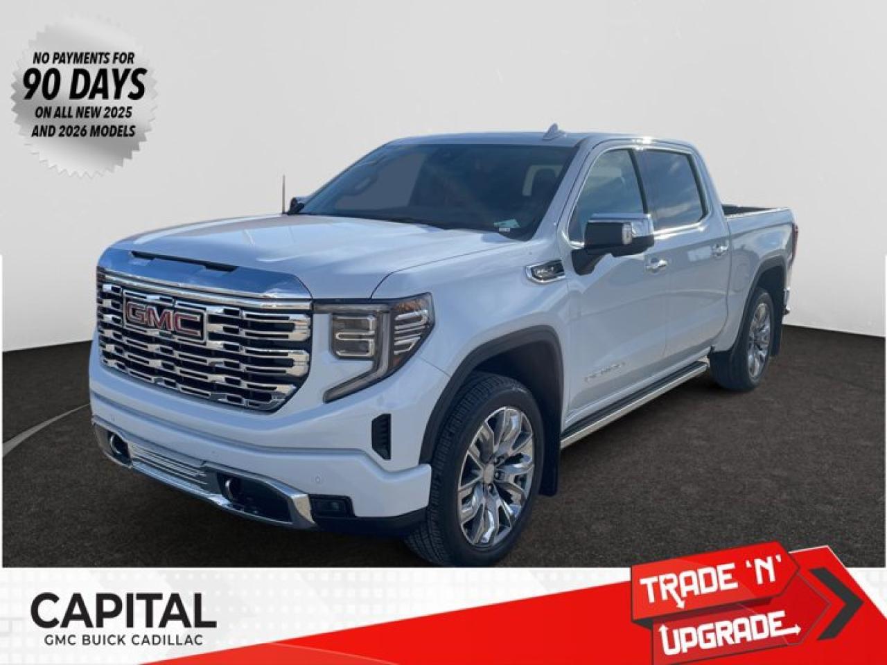 This 2026 GMC Sierra 1500 in Glacier White Tricoat is equipped with 4WD and Gas V8 5.3L/325 engine.The Next Generation Sierra redefines what it means to drive a pickup. The redesigned for 2019 Sierra 1500 boasts all-new proportions with a larger cargo box and cabin. It also shaves weight over the 2018 model through the use of a lighter boxed steel frame and extensive use of aluminum in the hood, tailgate, and doors.To help improve the hitching and towing experience, the available ProGrade Trailering System combines intelligent technologies to offer an in-vehicle Trailering App, a companion to trailering features in the myGMC app and multiple high-definition camera views.GMC has altered the pickup landscape with groundbreaking innovation that includes features such as available Rear Camera Mirror and available Multicolour Heads-Up Display that puts key vehicle information low on the windshield. Innovative safety features such as HD Surround Vision and Lane Change Alert with Side Blind Zone alert will also help you feel confident and in control in the Next Generation Seirra.Key features of the Sierra Denali include: Taller stance and more dominant presence, GMC MultiPro Tailgate, Adaptive Rice Control, Authentic perforated Forge leather-appointed seating and open-pore ash wood trim, Available Head-Up Display and HD Rear Camera Mirror, and Available 420 hp 6.2L V8 with 10-speed automatic transmission.Check out this vehicles pictures, features, options and specs, and let us know if you have any questions. Helping find the perfect vehicle FOR YOU is our only priority.P.S...Sometimes texting is easier. Text (or call) 306-801-9090 for fast answers at your fingertips!Dealer License #914248Disclaimer: All prices are plus taxes & fees. See dealer for Details. Dealer Permit # 914248 See dealer for Details.