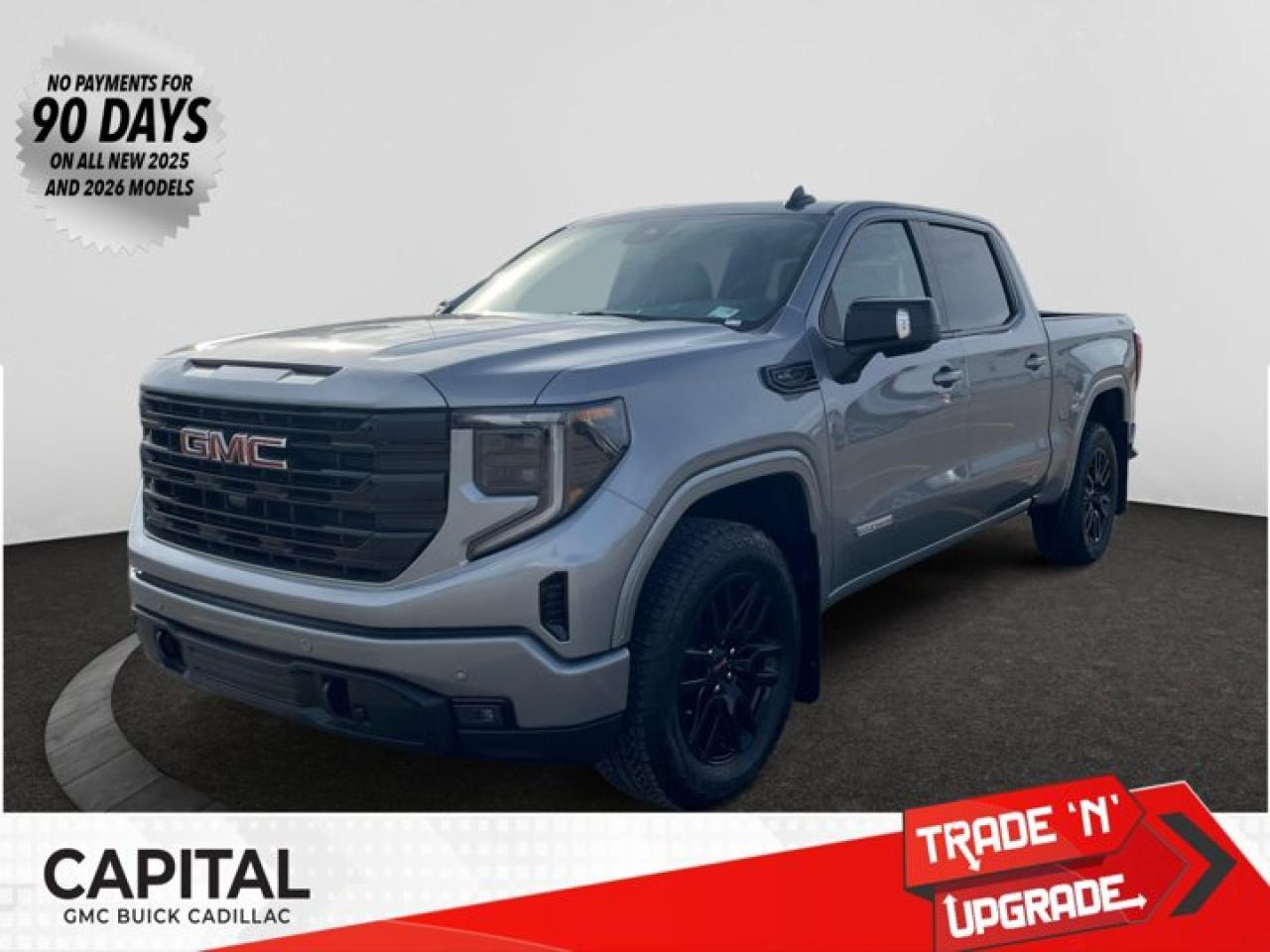 This 2026 GMC Sierra 1500 in Sterling Metallic is equipped with 4WD and Gas V8 5.3L/325 engine.The Next Generation Sierra redefines what it means to drive a pickup. The redesigned for 2019 Sierra 1500 boasts all-new proportions with a larger cargo box and cabin. It also shaves weight over the 2018 model through the use of a lighter boxed steel frame and extensive use of aluminum in the hood, tailgate, and doors.To help improve the hitching and towing experience, the available ProGrade Trailering System combines intelligent technologies to offer an in-vehicle Trailering App, a companion to trailering features in the myGMC app and multiple high-definition camera views.GMC has altered the pickup landscape with groundbreaking innovation that includes features such as available Rear Camera Mirror and available Multicolour Heads-Up Display that puts key vehicle information low on the windshield. Innovative safety features such as HD Surround Vision and Lane Change Alert with Side Blind Zone alert will also help you feel confident and in control in the Next Generation Seirra.Key features of the Sierra Elevation include: Monochromatic look with black grille and vertical recovery hooks, 20 gloss black painted-aluminum wheels, Available x31 Off-Road package with integrated dual exhaust and all-terrain tires, Keyless open and start, and LED cargo box lighting.Check out this vehicles pictures, features, options and specs, and let us know if you have any questions. Helping find the perfect vehicle FOR YOU is our only priority.P.S...Sometimes texting is easier. Text (or call) 306-801-9090 for fast answers at your fingertips!Dealer License #914248Disclaimer: All prices are plus taxes & fees. See dealer for Details. Dealer Permit # 914248 See dealer for Details.