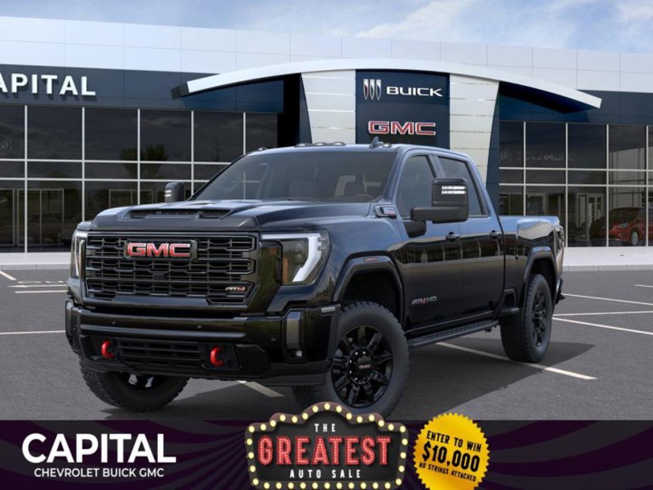 This GMC Sierra 2500HD boasts a Turbocharged Diesel V8 6.6L/ engine powering this Automatic transmission. TRANSMISSION, 10-SPEED AUTOMATIC, REAR AXLE, 3.42 RATIO, LPO, SPORT PEDAL COVER KIT (dealer-installed).*This GMC Sierra 2500HD Comes Equipped with These Options *LPO, OFF-ROAD HIGH CLEARANCE STEPS (dealer-installed), LPO, CARGO TIE-DOWN RINGS, SET OF 4 (dealer-installed), LPO, BODY COLOUR WHEEL ARCH MOULDINGS (dealer-installed), HIGH IDLE SWITCH, GVWR, 11,350 LBS. (5148 KG), ENGINE, DURAMAX 6.6L TURBO-DIESEL V8, B20-DIESEL COMPATIBLE (470 hp [350.5 kW] @ 2800 rpm, 975 lb-ft of torque [1322 Nm] @ 1600 rpm) (Includes (K05) engine block heater.), AT4 PREFERRED EQUIPMENT GROUP includes standard equipment, ALTERNATORS, DUAL, 220-AMPS PRIMARY, 170-AMPS AUXILIARY, Wireless Phone Projection for Apple CarPlay and Android Auto, Wireless charging.* Visit Us Today *Come in for a quick visit at Capital Chevrolet Buick GMC Inc., 13103 Lake Fraser Drive SE, Calgary, AB T2J 3H5 to claim your GMC Sierra 2500HD!