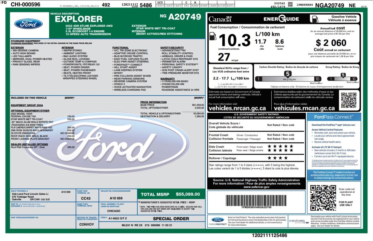 2022 Ford Explorer ST-Line 205A | NAV | BENCH SEAT | B&O SOUND Photo