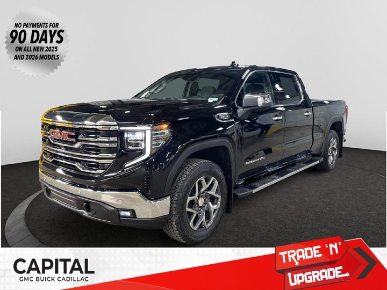 This 2026 GMC Sierra 1500 in Onyx Black is equipped with 4WD and Gas V8 5.3L/325 engine.The Next Generation Sierra redefines what it means to drive a pickup. The redesigned for 2019 Sierra 1500 boasts all-new proportions with a larger cargo box and cabin. It also shaves weight over the 2018 model through the use of a lighter boxed steel frame and extensive use of aluminum in the hood, tailgate, and doors.To help improve the hitching and towing experience, the available ProGrade Trailering System combines intelligent technologies to offer an in-vehicle Trailering App, a companion to trailering features in the myGMC app and multiple high-definition camera views.GMC has altered the pickup landscape with groundbreaking innovation that includes features such as available Rear Camera Mirror and available Multicolour Heads-Up Display that puts key vehicle information low on the windshield. Innovative safety features such as HD Surround Vision and Lane Change Alert with Side Blind Zone alert will also help you feel confident and in control in the Next Generation Seirra.Key features of the Sierra SLE and SLT include: Available GMC MultiPro Tailgate, Available Premium heated leather-appointed driver and front passenger seating, High -intensity LED headlamps, and Available ProGrade Trailering System.Check out this vehicles pictures, features, options and specs, and let us know if you have any questions. Helping find the perfect vehicle FOR YOU is our only priority.P.S...Sometimes texting is easier. Text (or call) 306-801-9090 for fast answers at your fingertips!Dealer License #914248Disclaimer: All prices are plus taxes & fees. See dealer for Details. Dealer Permit # 914248 See dealer for Details.