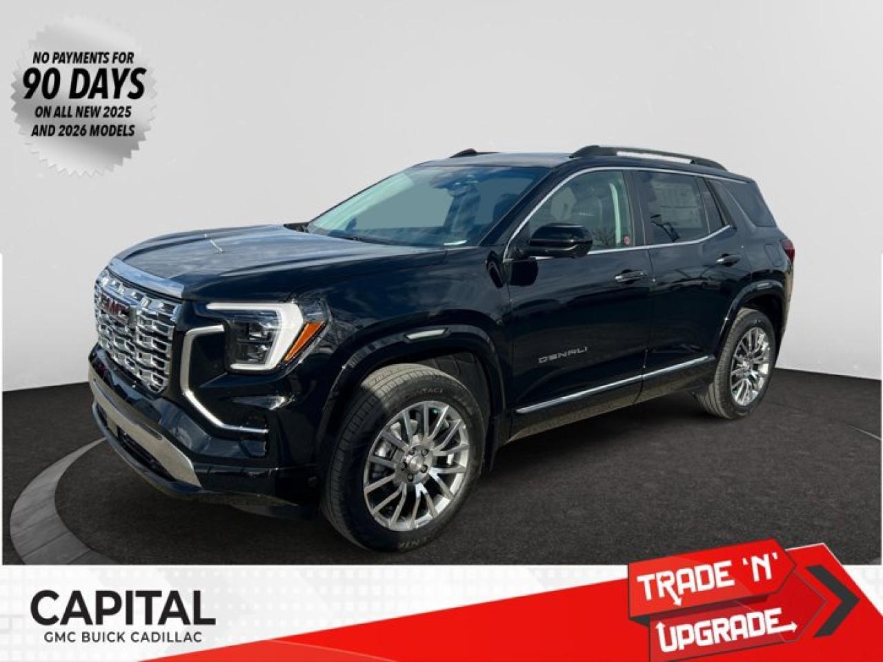 This 2026 GMC Terrain in Ebony Twilight Metallic is equipped with AWD and Turbocharged Gas I4 1.5L/-TBD- engine.From its striking C-shaped LED signature lighting to its stunning floating roof, this GMC Terrain has been refined on every level. With three distinctive options, every trim boasts its own distinctive grille that makes a lasting first impression and sets a bold tone for the rest of the vehicles exterior. Striking LED signature lighting on the taillamps complete Terrains bold design from front to back. Terrains interior seamlessly incorporates exterior design cues to create a cohesive look. Youll find a combination of bold styling, first-class comfort and plenty of space proving its as much about refinement as it is utility. Terrains interior features a standard leather wrapped steering wheel, real aluminum trim and soft-touch materials to enhance your driving experience and maximize comfort for both you and your passengers. A front-to-back flat load floor includes new fold-flat front-passenger and second-row seats so you can quickly go from accommodating people to utilizing every inch of cargo space. The GMC Terrain small SUV is engineered to meet the challenges drivers face every day  from various road surfaces to unexpected conditions. Advanced technology such as the Traction Select system allows you to switch between drive modes to make real-time adjustments based on those ever-changing driving situations. Terrain offers an available suite of intuitive driver-assist and safety technologies  so you can move with confidence in any direction.Key features of the Terrain Denali include: 252 hp 2.0L Turbocharged gas engine, LED Headlamps, Hands-free power Programmable Liftgate, Lane Change Alert with Side Blind Zone Alert, Available HD Surround Vision, New available Adaptive Cruise Control - Camera, New Available Front Pedestrian Braking, and Heated/Ventilated front seats.Check out this vehicles pictures, features, options and specs, and let us know if you have any questions. Helping find the perfect vehicle FOR YOU is our only priority.P.S...Sometimes texting is easier. Text (or call) 306-801-9090 for fast answers at your fingertips!Dealer License #914248Disclaimer: All prices are plus taxes & fees. See dealer for Details. Dealer Permit # 914248 See dealer for Details.