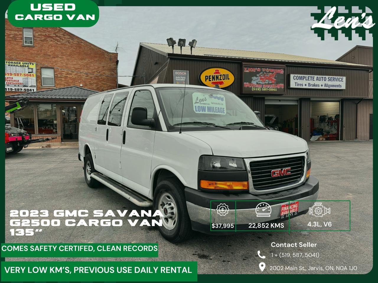 2023 GMC Savana Cargo Van FULLY FINANCEABLE, FACTORY WARRANTY, CLEAN RECORDS