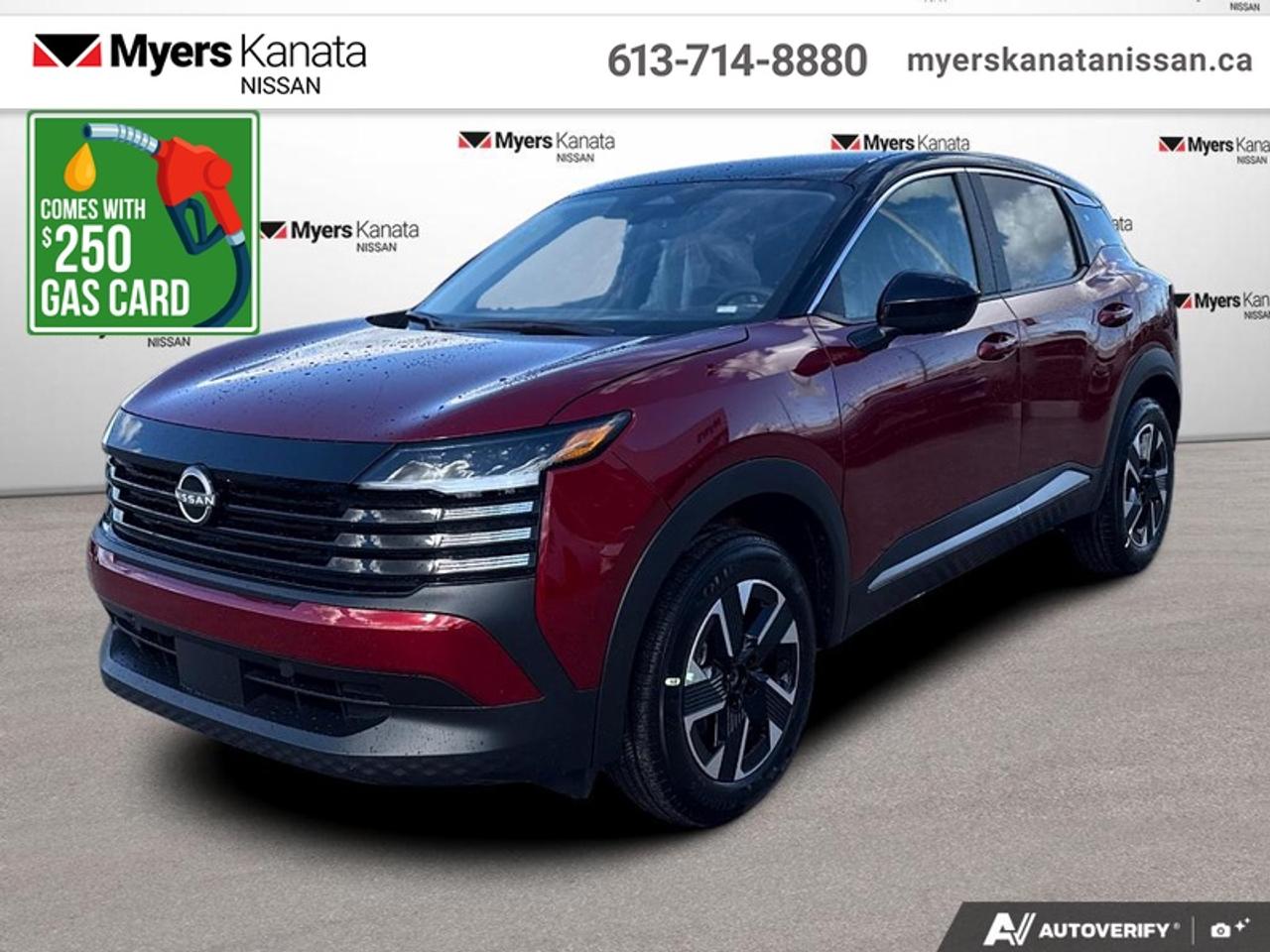 <b>Heated Seats,  Wireless Charging,  Heated Steering Wheel,  Remote Start,  Blind Spot Warning!</b><br> <br> This vehicle delivers a confident and efficient drive with refined handling, modern design, and a comfortable, tech-forward interior.<br> <br>This Kicks did not take any shortcuts, but it is offering you a shortcut to possibility. Make the most of every day with intelligent features that help you express your personal style and feel your playlist with the incredible infotainment system. It really is time you put you first, and this 2026  Kicks is here for it.<br> <br>This Scarlet Ember Tintcoat/super Black SUV has an Automatic transmission and is powered by a 141HP 2.0L 4 Cylinder Engine. <br> <br> Our Kickss trim level is SV AWD. Its sculpted body features bold black cladding and body-coloured accents. Inside, the cabin offers heated front seats, a leather-wrapped sport steering wheel, and premium interior finishes with piano black and metallic accents. A 12.3-inch touchscreen with NissanConnect keeps you seamlessly connected through wireless Apple CarPlay, Android Auto, and Bluetooth streaming. Convenience features like keyless entry with push-button start, Intelligent Cruise Control, and flexible 60/40 split-folding rear seats enhance daily comfort, while advanced safety technologiesincluding Blind Spot Warning, Rear Cross Traffic Alert, and Intelligent Emergency Brakinghelp keep you protected on every journey. This vehicle has been upgraded with the following features: Heated Seats, Wireless Charging, Heated Steering Wheel, Remote Start, Blind Spot Warning, Lane Departure Warning, Collision Mitigation.<br><br> <br/>Weve discounted this vehicle $1000. See dealer for details. <br><br><br> Come by and check out our fleet of 80+ used cars and trucks and 100+ new cars and trucks for sale in Kanata.  o~o