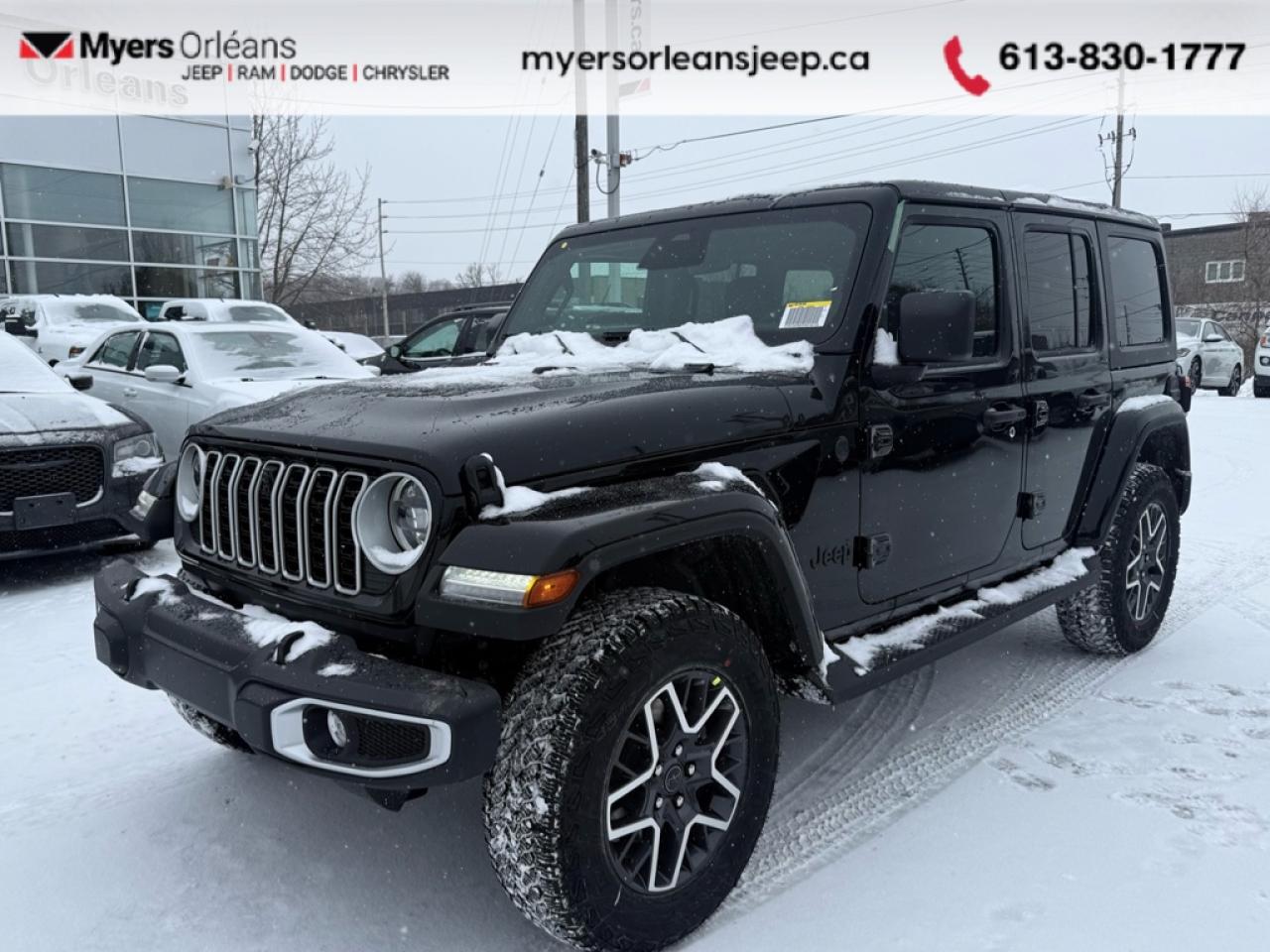 <b>HD Suspension,  Targa Sunroof,  Alpine Audio,  Heated Seats,  Remote Start!</b><br> <br>   Enhanced safety features and connectivity options keep you secure and in touch wherever your path leads. <br> <br>The 2026 Jeep Wrangler blends iconic design with modern innovation to deliver an unmatched driving experience on and off the road. Its durable build, open-air freedom, and advanced off-road systems make it the go-to SUV for those who live for adventure. With refined comfort, cutting-edge technology, and Jeeps legendary capability, the Wrangler remains the benchmark for authentic, all-terrain performance.<br> <br> This Black SUV  has an Automatic transmission and is powered by a  270HP 2.0L 4 Cylinder Engine.<br> <br> Our Wranglers trim level is Sahara. This Wrangler Sahara features incredible off-roading capability, thanks to heavy duty suspension, and skid plates for undercarriage protection. Interior features include heated front seats with lumbar support, a heated steering wheel, an 8-speaker Alpine audio system, voice-activated dual zone climate control, front and rear cupholders, and a 12.3-inch infotainment system with navigation, smartphone integration and mobile internet hotspot access. Additional features include a convertible top with fixed rollover protection, cruise control, proximity keyless entry with remote start, and even more. This vehicle has been upgraded with the following features: HD Suspension,  Targa Sunroof,  Alpine Audio,  Heated Seats,  Remote Start,  Adaptive Cruise Control,  Climate Control. <br><br> View the original window sticker for this vehicle with this url <b><a href=http://www.chrysler.com/hostd/windowsticker/getWindowStickerPdf.do?vin=1C4PJXENXTW216710 target=_blank>http://www.chrysler.com/hostd/windowsticker/getWindowStickerPdf.do?vin=1C4PJXENXTW216710</a></b>.<br> <br>To apply right now for financing use this link: <a href=https://www.myersorleansjeep.ca/apply-for-financing/ target=_blank>https://www.myersorleansjeep.ca/apply-for-financing/</a><br><br> <br/> Total  rebate of $5000 is reflected in the price.   4.99% financing for 96 months. <br> Buy this vehicle now for the lowest weekly payment of <b>$201.11</b> with $0 down for 96 months @ 4.99% APR O.A.C. ( Plus applicable taxes -  **Rebates may not be applicable on all purchase types [cash, lease, or finance]. Eligibility and conditions may vary. Please see dealer for full details and confirmation of eligibility.   / Total Obligation of $83662  ).  Incentives expire 2026-02-02.  See dealer for details. <br> <br>The road to new driving experiences begins in our inventory, where youll find an incredible array of brand-new cars, trucks, minivans, and SUVs, including two of our bestselling models, the Dodge Ram 1500 and the Dodge Grand Caravan. If you want to know what the cutting edge of automotive technology looks like, all you have to do is visit Myers Orleans Jeep! Each model comes loaded with the convenient features and cool technology that help make every trip memorable. Looking for additional everyday luxury at a price thats incredibly wallet-friendly? Choose from our selection of quality pre-owned models! If you can think of a road, our friendly and knowledgeable sales team will help you find the perfect vehicle to drive it.<br><br>We may be a well-established dealership thats been part of the community for many years, but that doesnt mean were stuck in the past! At Myers Orleans Jeep, were proud to provide a fresh, modern approach to car buying. Using our array of online tools, you can browse our extensive inventory, schedule a service appointment, order parts, and even apply for credit from wherever youve got a connection. Our goal is to create relationships that will last, and we know that the best way to do this is by providing a dealership experience thats based on honesty, transparency, trust, and a commitment to customers. Stop by today and discover all the ways we go above and beyond for you.<br><br> Come by and check out our fleet of 50+ used cars and trucks and 60+ new cars and trucks for sale in Orleans.  o~o