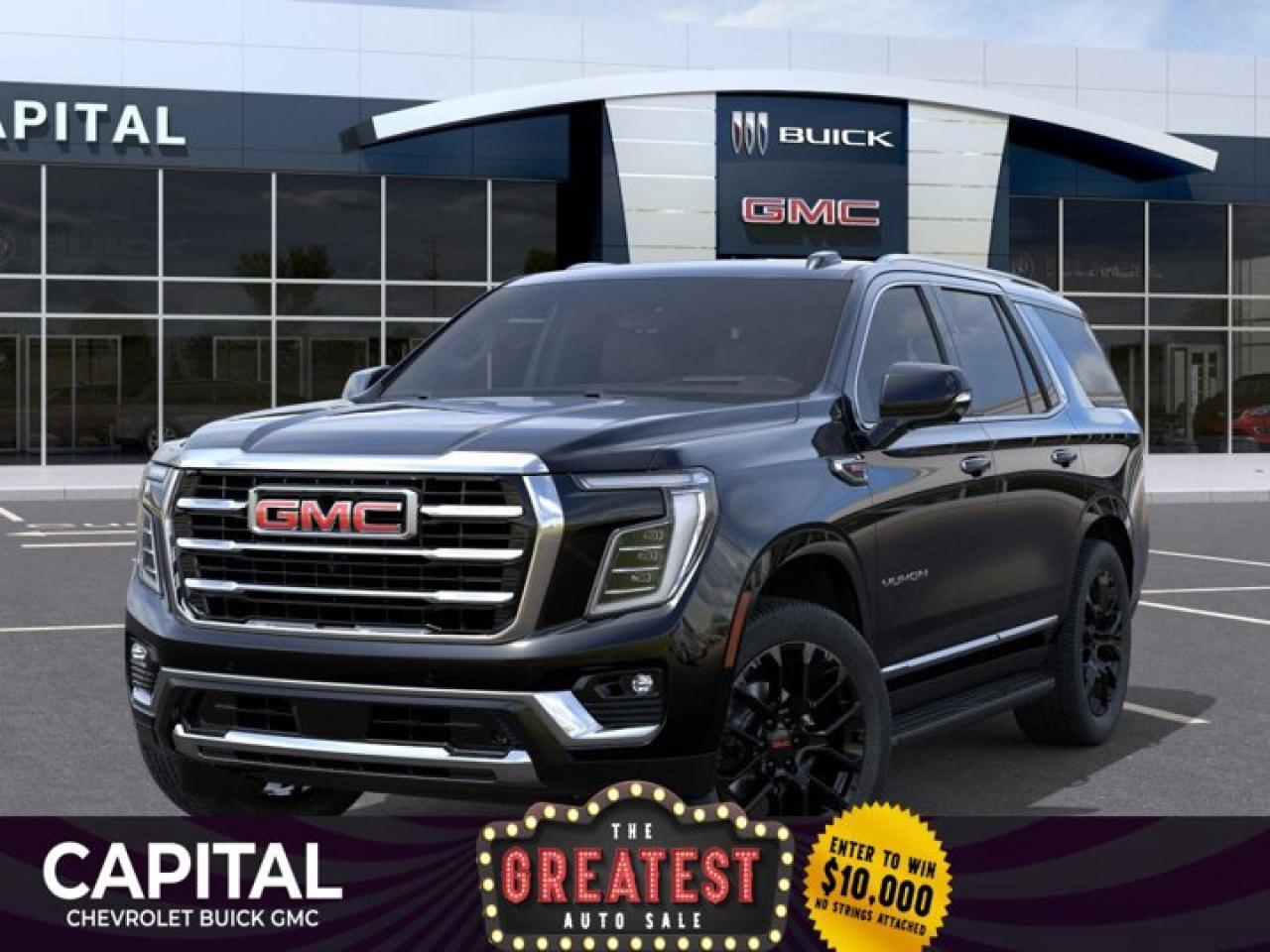 This GMC Yukon delivers a Gas V8 5.3L/ engine powering this Automatic transmission. TRANSMISSION, 10-SPEED AUTOMATIC electronically controlled with overdrive, includes Traction Select System including tow/haul (STD), SEATS, SECOND ROW BUCKET, POWER RELEASE (Includes (DCH) power-sliding centre console., LPO, FLOOR LINER PACKAGE (dealer-installed) (Includes (RIA) 1st and 2nd row all-weather floor liners, LPO, (RIB) 3rd row all-weather floor liners, LPO and (CAV) all-weather cargo mat, LPO..* This GMC Yukon Features the Following Options *LPO, ALL-WEATHER FLOOR LINERS, 1ST AND 2ND ROWS (dealer-installed), LPO, ALL-WEATHER CARGO MAT (dealer-installed), ENGINE, 5.3L ECOTEC3 V8 with Dynamic Fuel Management, Direct Injection and Variable Valve Timing, includes aluminum block construction (355 hp [265 kW] @ 5600 rpm, 383 lb-ft of torque [518 Nm] @ 4100 rpm) (STD), ENGINE BLOCK HEATER, ELEVATION PREFERRED EQUIPMENT GROUP Includes Standard Equipment, 3 YEARS SIRIUSXM SiriusXM Extended Service subscription will stop at the end of the applicable subscription period unless you decide to continue service. Plan is non-transferable and non-refundable. Service subject to the SiriusXM Customer Agreement and Privacy Policy, visit siriusxm.ca/terms to see complete terms and how to cancel which includes online methods or calling 1-888-539-7474. Some services, content and features are subject to device capabilities, an active data connection enabled in the vehicle and location availability. All fees, content and features are subject to change. Content varies by subscription plan. SiriusXM and related logos are trademarks of Sirius XM Radio Inc. and its respective subsidiaries.), Wireless Phone Charging, for portable devices, Wireless Apple CarPlay/Wireless Android Auto, Wipers, front intermittent, Rainsense, Wiper, rear intermittent.* Visit Us Today *Stop by Capital Chevrolet Buick GMC Inc. located at 13103 Lake Fraser Drive SE, Calgary, AB T2J 3H5 for a quick visit and a great vehicle!