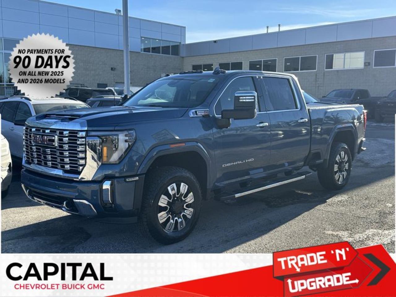 Accessories include: Rev Hard Folding Tonneau Cover.This GMC Sierra 3500HD delivers a Turbocharged Diesel V8 6.6L/ engine powering this Automatic transmission. TRANSMISSION, 10-SPEED AUTOMATIC, REAR AXLE, 3.42 RATIO, PREMIUM FLOOR LINERS WITH REMOVABLE CARPET INSERT, FRONT.*This GMC Sierra 3500HD Comes Equipped with These Options *HEAVY DUTY FRONT SPRING/CAMPER PACKAGE Note: If ordered for Camper usage, recommend ordering (UY2) Trailering wiring provisions, DENALI RESERVE PACKAGE includes (CWM) Technology Package and (CF5) power sunroof , LPO, CARGO TIE-DOWN RINGS, SET OF 4 (dealer-installed), LPO, BODY COLOUR WHEEL ARCH MOULDINGS (dealer-installed), HIGH IDLE SWITCH, GVWR, 12,100 LBS. (5488 KG) WITH SINGLE REAR WHEELS, ENGINE, DURAMAX 6.6L TURBO-DIESEL V8, B20-DIESEL COMPATIBLE (470 hp [350.5 kW] @ 2800 rpm, 975 lb-ft of torque [1322 Nm] @ 1600 rpm) (Includes (K05) engine block heater.), DOWNPOUR METALLIC, DENALI PREFERRED EQUIPMENT GROUP includes standard equipment, ALTERNATORS, DUAL, 220-AMPS PRIMARY, 170-AMPS AUXILIARY.*Stop By Today *Youve earned this- stop by Capital Chevrolet Buick GMC Inc. located at 13103 Lake Fraser Drive SE, Calgary, AB T2J 3H5 to make this car yours today!