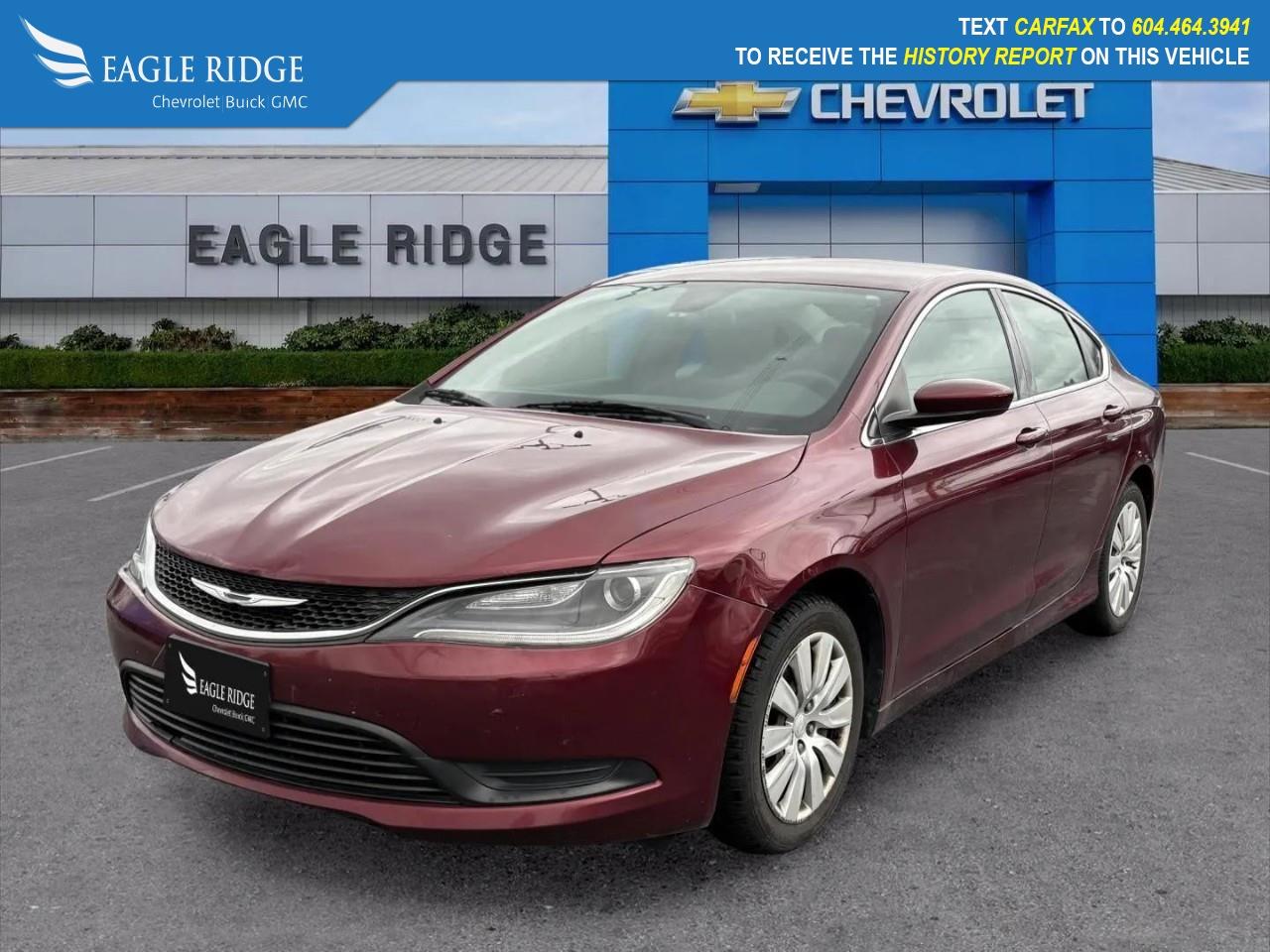 Used 2015 Chrysler 200 LX overhead airbag, overhead console, panic alarm, power door mirrors, driver door bin, driver vanity mirror, remote keyless entry, security system, speed control, steering wheel-mounted audio controls, for sale in Coquitlam, BC