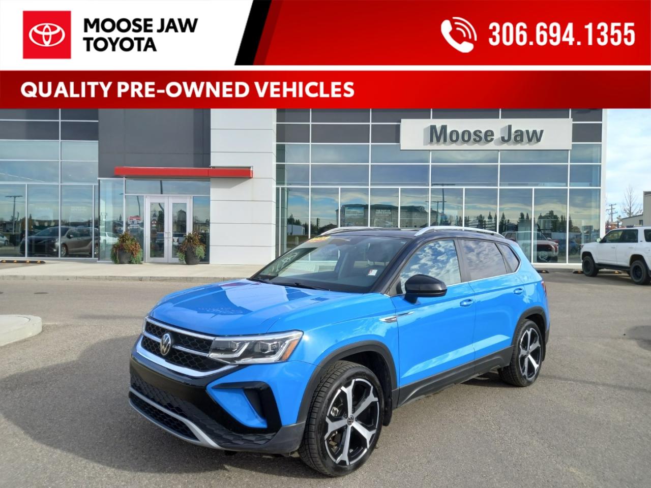 Used 2023 Volkswagen Taos Top trim and packed with features! The 2023 Taos Highline delivers premium comfort, advanced tech, and efficient performance in a stylish compact SUV. for sale in Moose Jaw, SK