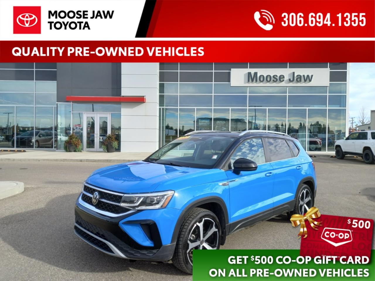 Used 2023 Volkswagen Taos Top trim and packed with features! The 2023 Taos Highline delivers premium comfort, advanced tech, and efficient performance in a stylish compact SUV. for sale in Moose Jaw, SK
