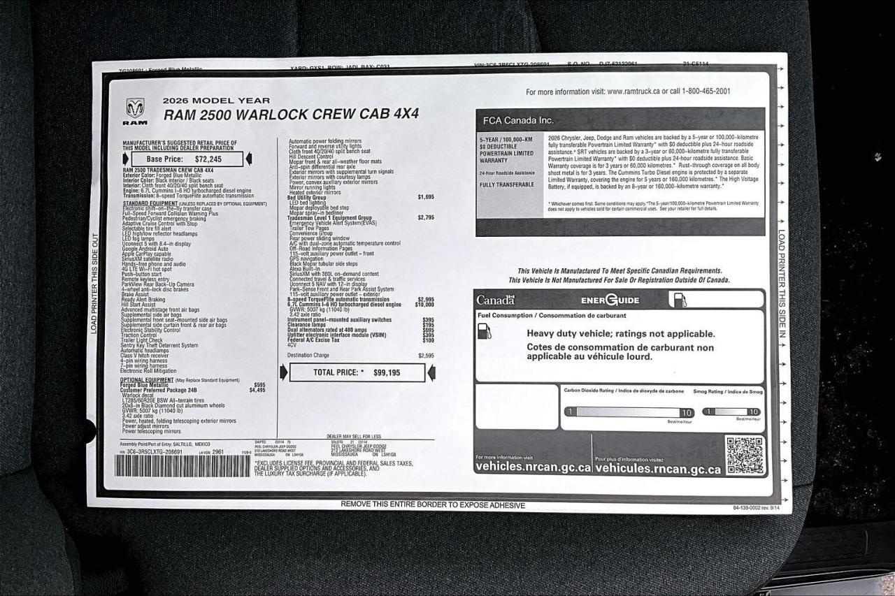 2026 RAM 2500 WARLOCK CREW | 6.7L Cummins Diesel | Lvl1 | 4x4 Photo