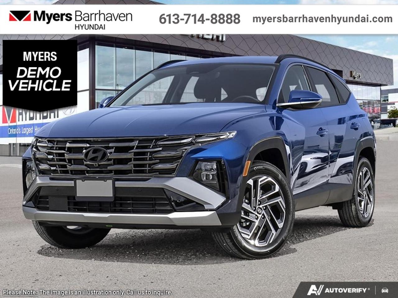 <b>Cooled Seats,  Navigation,  HUD,  360 Camera,  Sunroof!</b><br> <br> The 2026 Hyundai Tucson Hybrid brings efficient sophistication, modern styling and practical versatility to the compact SUV segment.<br> <br>The 2026 Hyundai Tucson Hybrid combines efficient performance, sleek design and intelligent features into a compact SUV crafted for modern life. Inside, the cabin boasts premium materials, intuitive technology and well-designed comfort for both driver and passengers. With its versatile nature, forward-looking enhancements and Hyundais commitment to thoughtful engineering, the Tucson Hybrid stands out as a smart, capable choice for drivers seeking more.<br> <br>This Deep Sea Blue SUV has an Automatic transmission and is powered by a 231HP 1.6L 4 Cylinder Engine. <br> <br> Our Tucson Hybrids trim level is Ultimate. The cabin emphasizes comfort and technology with heated and ventilated front bucket seats, leather trim, a heated steering wheel, dual-zone automatic climate control, a head-up display, integrated navigation, wireless phone connectivity, and a premium 8-speaker Bose audio system. A panoramic glass sunroof with a power sunshade is incorporated early into the interior experience and complements the spacious seating configuration, smart key access, adaptive cruise control, memory settings, and extensive storage solutions. Safety is comprehensive with blind-spot warning, rear cross-traffic avoidance, forward collision-avoidance assist, lane keeping assist, multiple airbags including rear side-impact protection, a tire-pressure monitoring system, and advanced parking sensors integrated into a full surround-view monitoring suite. This vehicle has been upgraded with the following features: Cooled Seats, Navigation, HUD, 360 Camera, Sunroof, Bose Premium Audio, Power Liftgate. This is a demonstrator vehicle driven by a member of our staff, so we can offer a great deal on it.<br><br> <br/><br> o~o
