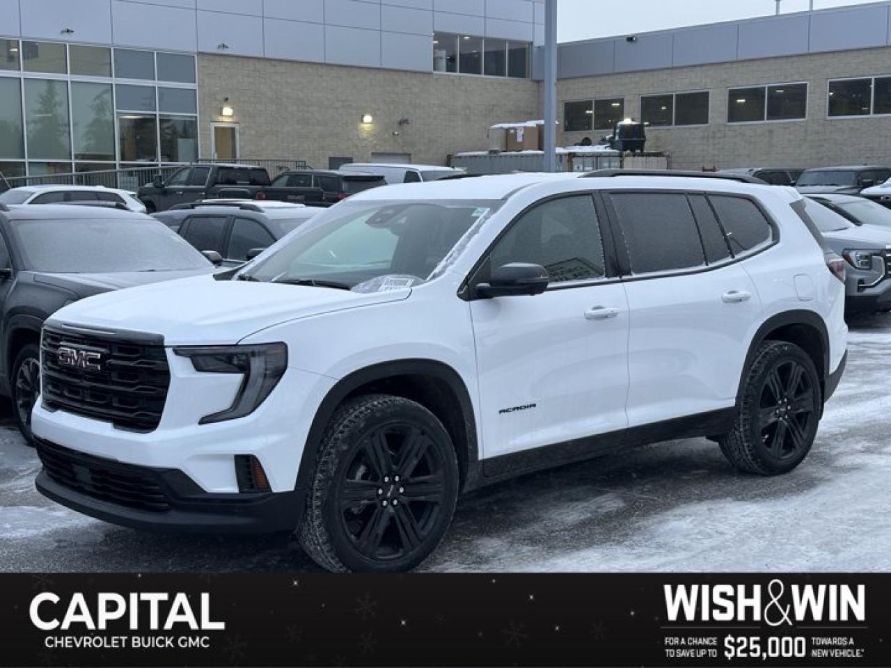 This GMC Acadia delivers a Gas 2.5L/ engine powering this Automatic transmission. TRANSMISSION, 8-SPEED AUTOMATIC (STD), SUSPENSION, PERFORMANCE, LPO, INTEGRATED CARGO LINER.*This GMC Acadia Comes Equipped with These Options *LPO, FLOOR LINER PACKAGE includes (RIA) first and second row All-weather floor liners, LPO and (RIB) third row All-weather floor liner, LPO , LPO, FRONT AND REAR SPLASH GUARDS, MOULDED, LPO, ALL-WEATHER FLOOR LINER, FIRST AND SECOND ROW Includes (RIB) third row All-weather floor liner, LPO., LPO, ALL-WEATHER FLOOR LINER, 3RD ROW, ENGINE, 2.5L TURBO DOHC SIDI with Variable Valve Timing (VVT) (328 hp [244 kW] @ 5500 rpm, 326 lb-ft of torque [442 N-m] @ 3500 rpm) (STD), ENGINE BLOCK HEATER, ELEVATION PREFERRED EQUIPMENT GROUP includes standard equipment, 3 YEARS SIRIUSXM, Wireless Charging for select devices, Wipers, front intermittent with washers.* Visit Us Today *Test drive this must-see, must-drive, must-own beauty today at Capital Chevrolet Buick GMC Inc., 13103 Lake Fraser Drive SE, Calgary, AB T2J 3H5.