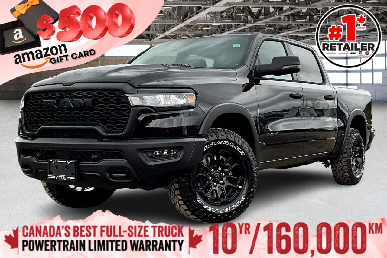 Get a $500 Amazon Gift Card with Any New Vehicle Purchase at Advertised Price* Canadas best full-size truck powertrain limited warranty is based on years and kilometer coverage offered and the latest available competitive information for 2026 model year full-size trucks (excluding BEVs). The new Limited Powertrain Warranty of 10 year/160,000-kilometre (whichever occurs first) is available exclusively to retail customers who purchase or lease any of the following new and previously unregistered 2026 Ram vehicles from an authorized Ram dealership in Canada: Ram 1500 (including RHO), Ram 2500, Ram 3500, Ram Cab Chassis, and ProMaster Van (excluding full battery electric vehicles). The warranty is not available to fleet customers and, except as otherwise required by applicable law (including, but not limited, for individuals residing in Quebec, Nova Scotia and Saskatchewan), is non-transferable and applies only to the original retail purchaser or lessee.Canadas best full-size truck powertrain limited warranty is based on years and kilometer coverage offered and the latest available competitive information for 2026 model year full-size trucks (excluding BEVs). The new Limited Powertrain Warranty of 10 year/160,000-kilometre (whichever occurs first) is available exclusively to retail customers who purchase or lease any of the following new and previously unregistered 2026 Ram vehicles from an authorized Ram dealership in Canada: Ram 1500 (including RHO), Ram 2500, Ram 3500, Ram Cab Chassis, and ProMaster Van (excluding full battery electric vehicles). The warranty is not available to fleet customers and, except as otherwise required by applicable law (including, but not limited, for individuals residing in Quebec, Nova Scotia and Saskatchewan), is non-transferable and applies only to the original retail purchaser or lessee.&ldquo;Canada&rsquo;s best full-size truck powertrain limited warranty&rdquo; is based on years and kilometer coverage offered and the latest available competitive information for 2026 model year full-size trucks (excluding BEVs). The new Limited Powertrain Warranty of 10 year/160,000-kilometre (whichever occurs first) is available exclusively to retail customers who purchase or lease any of the following new and previously unregistered 2026 Ram vehicles from an authorized Ram dealership in Canada: Ram 1500 (including RHO), Ram 2500, Ram 3500, Ram Cab Chassis, and ProMaster Van (excluding full battery electric vehicles). The warranty is not available to fleet customers and, except as otherwise required by applicable law (including, but not limited, for individuals residing in Quebec, Nova Scotia and Saskatchewan), is non-transferable and applies only to the original retail purchaser or lessee.