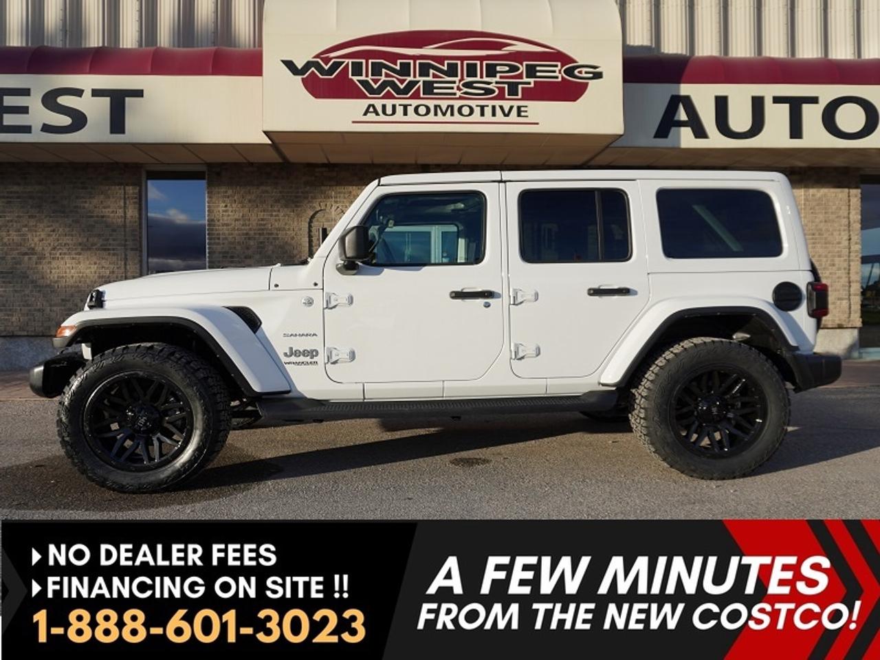 *** Dealer arranged financing on site! Quick, Simple,  no calls or waiting on bank appointments required!! Drive away today ***   NO ADMINISTRATION FEES!!

JUST ARRIVED! VERY CLEAN, VERY LOW KM MANITOBA LEASE RETURN AND LOADED 2021 JEEP WRANGLER UNLIMITED SAHARA 4X4 BRIGHT WHITE 2.0L TURBO / AUTO / LEATHER / HARDTOP & SOFT TOP / SAFETY TECH PACKAGE & SO MUCH MORE!!!   


An exceptionally clean and loaded Manitoba Lease return 2021 Jeep Wrangler Unlimited Sahara 4x4 that checks every box! This one-owner, well-cared-for Wrangler has just 63,000 km and comes equipped with a ton of factory upgrades including the Dual Top Group, Uconnect NAV & Alpine Audio, and the Safety Group with Blind-Spot Monitoring and Rear Park Assist. A stunning, bright white Sahara that combines off-road ability with true everyday comfort and luxury.

POWER & CAPABILITY

-2.0L Turbocharged DOHC 4-Cylinder with Stop/Start
-8-Speed TorqueFlite Automatic Transmission
-Selec-Trac Full-Time 4WD System (2.72:1)
-Trac-Lok Limited Slip Rear Differential
-Heavy-Duty Skid Plates (Fuel Tank, Transfer Case, Transmission)
-Tow Hooks Front & Rear
-Trailer Tow & HD Electrical Group (Class II Hitch, 240-amp Alternator, 4/7-Pin Wiring, 4 Aux Switches)

PREMIUM FEATURES & PACKAGES

-Dual Top Group  Black Premium Sunrider Soft Top and Body-Colour 3-Piece Freedom Hardtop
-Leather-Faced Heated Bucket Seats with Sahara Logo
-Leather-Wrapped Steering Wheel, Shift Knob, and Park Brake Handle
-8.4 Uconnect 4C NAV Touchscreen with GPS Navigation
-Alpine Premium Audio System with Overhead Sound Bar
-Apple CarPlay, Android Auto & Bluetooth Streaming
-4G LTE Wi-Fi Hotspot
-Auto-Dimming Rear view Mirror & Universal Garage Door Opener
-Remote Start & Proximity Keyless Entry
-Dual-Zone Auto Climate Control
-Full Colour 7 Driver Information Display

SAFETY & DRIVER ASSIST FEATURES

-Blind-Spot Monitoring & Rear Cross-Path Detection
-Park-Sense Rear Park Assist System
-Park View Rear Backup Camera
-LED Tail lamps
-Electronic Stability & Roll Mitigation Control
-Hill Start Assist / Trailer Sway Control
-Advanced Multistage Airbags & LATCH Anchors

EXTERIOR STYLE

-Bright White Exterior / Black Leather Interior
-Body-Colour Fender Flares & 3-Piece Modular Hardtop
-18 Tech Grey Machined Alloy Wheels
-Signature Sahara Styling & Trim
-Freedom Panel Storage Bag Included

Complete the great look of this jeep by adding the Optional FAST HD Series Rim and Tire Package with 33x12.50/20-inch Haida A/T tires (available for extra $$ Great deal with purchase!)

This meticulously maintained Manitoba Lease return with low kms and extremely clean, and clearly loved. Ready for its next adventure!

This Wrangler Unlimited Sahara has all the luxury, technology, and off-road capability you could want  in a package that still feels tight, fresh, and head-turning. With only 63,000 km, the sought-after 2.0L Turbo / Auto / Selec-Trac 4x4 combo, and every major package included, this one wont last long.

A must-see for anyone wanting a premium, adventure-ready Wrangler that looks and feels new  without the new price tag!

 Comes with a Manitoba Safety Certification, and we have many Extended Powertrain warranties available on your vehicle purchase up to 10-year coverage (on eligible vehicles see dealer for details). Financing on site with Zero down financing OAC. Trades accepted. View at Winnipeg West Automotive Group, 5195 Portage Ave. (only a couple of minutes past the new Costco) Dealer permit # 6007, Call now 1(888) 601-3023. This Car is located in Winnipeg Manitoba,  however we can have it shipped anywhere in North America relatively inexpensively.