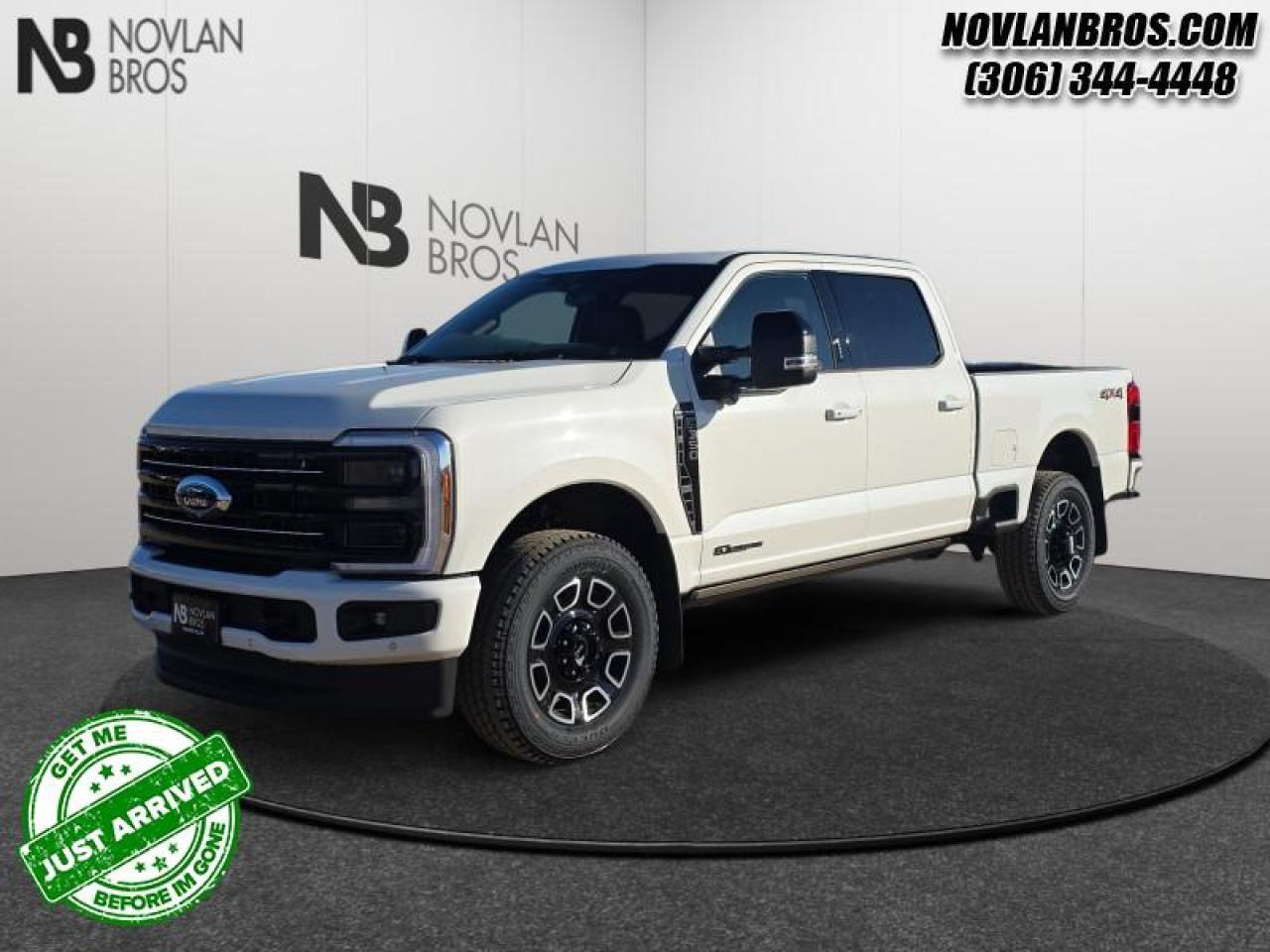 <b>Premium Audio, Diesel Engine, POWER RUNNING BOARD, Leather 40/Console/40 Seat, 5th Wheel/Gooseneck Hitch Prep Package!</b><br> <br> <br> <br>Check out our great inventory of new vehicles at Novlan Brothers!<br> <br>  For hauling, towing, and getting the job done, look no further than this rugged F-350. <br> <br>The most capable truck for work or play, this heavy-duty Ford F-350 never stops moving forward and gives you the power you need, the features you want, and the style you crave! With high-strength, military-grade aluminum construction, this F-350 Super Duty cuts the weight without sacrificing toughness. The interior design is first class, with simple to read text, easy to push buttons and plenty of outward visibility. This truck is strong, extremely comfortable and ready for anything.<br> <br> This star white metallic tri-coat sought after diesel Crew Cab 4X4 pickup   has a 10 speed automatic transmission and is powered by a  475HP 6.7L 8 Cylinder Engine.<br> <br> Our F-350 Super Dutys trim level is Platinum. This F-350 Platinum is embellished with chrome exterior accents and unique exterior styling, with power running boards, adaptive cruise control, a drivers heads-up display and retractable rear steps, along with Platinum-themed leather-trimmed heated and ventilated front seats with power adjustment, memory function and lumbar support, a heated leather-wrapped steering wheel, voice-activated dual-zone automatic climate control, power-adjustable pedals, a sonorous 8-speaker Bang & Olufsen audio system, and two 120-volt AC power outlets. This truck is also ready to get busy, with equipment such as class V towing equipment with a hitch, trailer wiring harness, a brake controller and trailer sway control, beefy suspension with heavy duty shock absorbers, power extendable trailer style mirrors, up-fitter switches, and LED headlights with front fog lamps and automatic high beams. Connectivity is handled by a 12-inch infotainment screen powered by SYNC 4, bundled with Apple CarPlay, Android Auto, inbuilt navigation, and SiriusXM satellite radio. Safety features also include lane keeping assist with lane departure warning, a surround camera system, pre-collision assist with automatic emergency braking and cross-traffic alert, blind spot detection, rear parking sensors, forward collision mitigation, and a cargo bed camera. This vehicle has been upgraded with the following features: Premium Audio, Diesel Engine, Power Running Board, Leather 40/console/40 Seat, 5th Wheel/gooseneck Hitch Prep Package, Spray-in Bedliner. <br><br> View the original window sticker for this vehicle with this url <b><a href=http://www.windowsticker.forddirect.com/windowsticker.pdf?vin=1FT8W3BT4TEC86744 target=_blank>http://www.windowsticker.forddirect.com/windowsticker.pdf?vin=1FT8W3BT4TEC86744</a></b>.<br> <br>To apply right now for financing use this link : <a href=http://novlanbros.com/credit/ target=_blank>http://novlanbros.com/credit/</a><br><br> <br/> Total  rebate of $2000 is reflected in the price.   Incentives expire 2025-10-31.  See dealer for details. <br> <br><br> Come by and check out our fleet of 20+ used cars and trucks and 50+ new cars and trucks for sale in Paradise Hill.  o~o