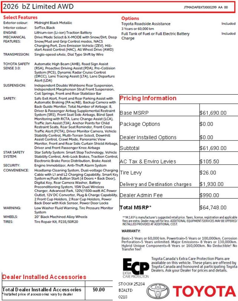 2026 Toyota bZ LIMITED Photo3