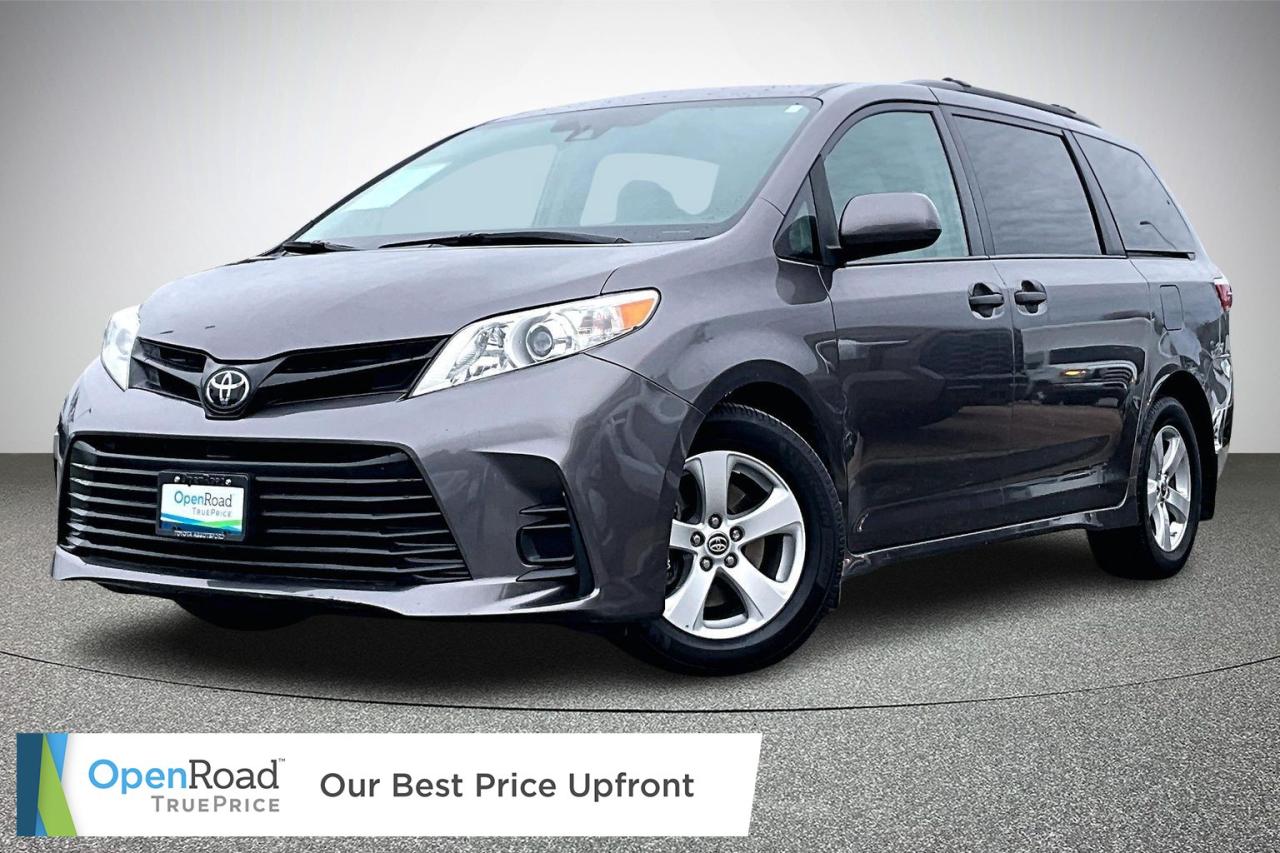 The 2020 Toyota Sienna CE 7-Passenger V6 offers reliability, space, and comfort for the whole family. The CE trim includes tri-zone automatic climate control, a touchscreen display with Apple CarPlay and Android Auto, power sliding doors, and advanced safety features. Perfect for family adventures and daily drives come test drive it today!  Drive away with confidence from OpenRoad Toyota Abbotsford! Get our TruePrice upfront with no haggling and no hassle. Every OpenRoad Certified vehicle is fully inspected and backed by a Carfax history report. Visit us today at 30210 Automall Drive in Abbotsford or call now to book your test drive and get behind the wheel!  List Price subject to $595 Documentation Fee, $499 Lease/Finance Fee, and applicable taxes. VSA Dealer #40643