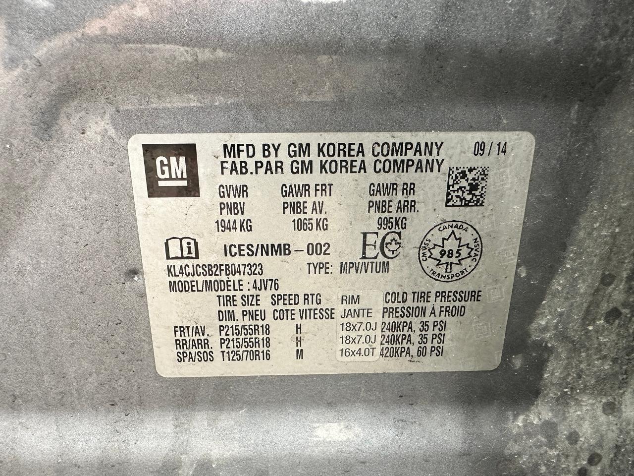 2015 Buick Encore HTD Leather Sunroof NAV Bluetooth BackupCam FM/XM Photo