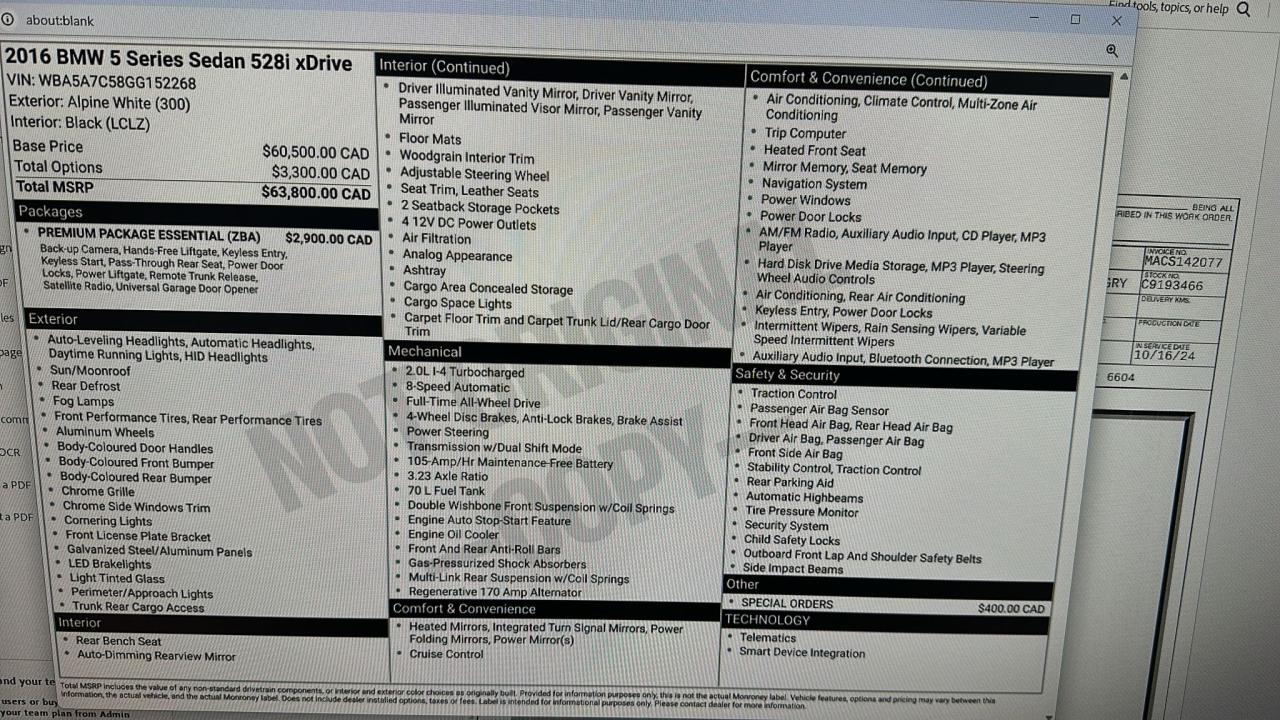 2016 BMW 5 Series 528i xDrive