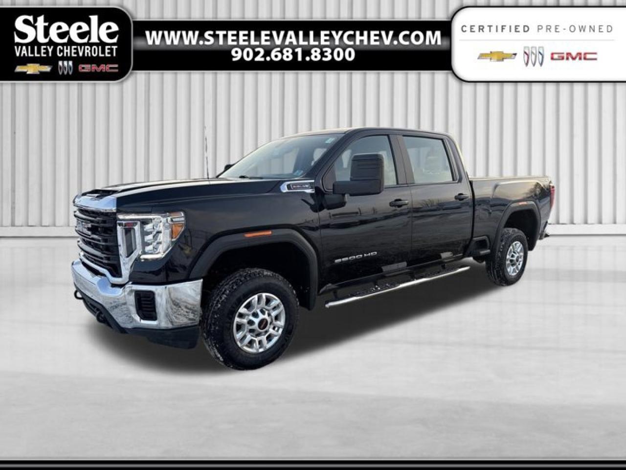 Value Market Pricing, 6-Speed Automatic, 4WD, Vinyl, 17 Machined Aluminum Wheels, 2-Speed Electronic Shift Transfer Case, 4-Way Manual Driver Seat Adjuster, 4-Way Manual Passenger Seat Adjuster, 6-Speaker Audio System Feature, Air Conditioning, Apple CarPlay/Android Auto, Chrome Surround Grille w/Black Mesh, Dual front impact airbags, Dual front side impact airbags, Front 40/20/40 Split-Bench Seats, Front anti-roll bar, Front wheel independent suspension, Low tire pressure warning, Occupant sensing airbag, Outside temperature display, Overhead airbag, Power Rear Windows w/Express Down, Preferred Equipment Group 1SA, Radio: AM/FM w/GMC Infotainment System, Solar Absorbing Glass, Split folding rear seat, Suspension Package, Tachometer, Tilt steering wheel, Vinyl Seat Trim.Recent Arrival! Onyx Black 2023 GMC Sierra 2500HD Pro 4WD 6-Speed Automatic 6.6L V8 Come see why were Annapolis Valleys go-to GM dealer for the best used vehicle deals! We dont inflate our prices ever. Instead, we use cutting-edge live market software to price our vehicles fairly and competitively, so you get the best deal upfront with no guesswork. Want proof? Just ask for a Market Pricing Report on any of our used vehicles well show you exactly how our pricing stacks up. No games, just great cars at great prices. Stop by today and lets get you behind the wheel of your next ride!Certified. GM Certified Details:* 1-month OnStar trial and sign up for a paid plan to enjoy the first two months on us. GM Owner Centre and Mobile App. Free SiriusXM Trial* 150+ Point Inspection* 24/7 roadside assistance for 3 months or 5,000 km (whichever comes first)* 3 months or 5,000 kilometres (whichever comes first) which can be extended or upgraded to an even more comprehensive Certified Pre-Owned Vehicle Protection Plan* 4.99% Financing for 24 Months On Eligible Certified Pre-Owned Models 24 Months - 4.99% 36 Months - 4.99% 48 Months - 4.99% 60 Months - 4.99% 72 Months - 5.49% 84 Months - 5.49%* Exchange policy is 30 days or 2,500 kilometres, whichever comes firstAt Steele Valley Chevrolet Buick GMC, we go the extra mile to ensure you drive away with confidence. Every used vehicle on our lot undergoes a rigorous reconditioning process and comes with a detailed vehicle history report, giving you full transparency and peace of mind. We believe everyone deserves a reliable vehicle, which is why we offer flexible financing solutions tailored to fit any budget or credit situation. When you shop with us, youre choosing quality, trust, and a seamless car-buying experience. Find your next vehicle today at Steele Valley Chevrolet Buick GMC you deserve the best!