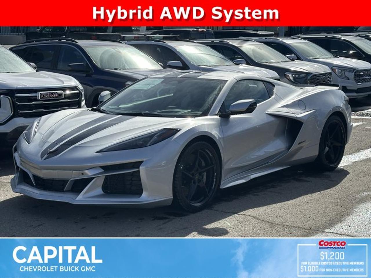 This Chevrolet Corvette boasts a Gas V8 6.2L/ engine powering this Automatic transmission. ZER PERFORMANCE PACKAGE includes (XFR) 275/30ZR20 front and 345/25ZR21 rear, blackwall, high performance tires and (FED) ZER suspension with Magnetic Selective Ride Control, WHEELS, 20 X 10 (50.8 CM X 25.4 CM) FRONT AND 21 X 13 (53.3 CM X 33 CM) REAR GLOSS BLACK FORGED ALUMINUM, TRANSMISSION, 8-SPEED DUAL CLUTCH, INCLUDES MANUAL AND AUTO MODES (STD).* This Chevrolet Corvette Features the Following Options *STEALTH INTERIOR TRIM PACKAGE dark finish aluminum trim, BATTERY PROTECTION PACKAGE (12 volt battery.) , SEATS, GT2 BUCKET, LPO, SPOILER EXTENSION, CLEAR SMOKED CENTRE BRIDGE WITH JAKE LOGO Genuine Corvette Accessory, LPO, FRONT RADIATOR GRILLE SCREENS Genuine Corvette Accessory, LPO, FLOOR MATS, PREMIUM CARPETED with car silhouette logo, Genuine Corvette Accessory, FRONT LIFT ADJUSTABLE HEIGHT WITH MEMORY includes (TR7) automatic headlamp levelling system, EXHAUST TIPS, BLACK, ENGINE, 6.2L V8 DI, HIGH-OUTPUT Variable Valve Timing (VVT), Active Fuel Management (AFM) (495 hp [369.1 kW] @ 6450 rpm, 470 lb-ft of rear torque [637.2 N-m] @ 5150 rpm). 655 (488.4 kW) total combined hp with HP1 electrified front axle propulsion. (STD), CARBON FLASH METALLIC FULL LENGTH DUAL RACING STRIPES.* Stop By Today *Stop by Capital Chevrolet Buick GMC Inc. located at 13103 Lake Fraser Drive SE, Calgary, AB T2J 3H5 for a quick visit and a great vehicle!