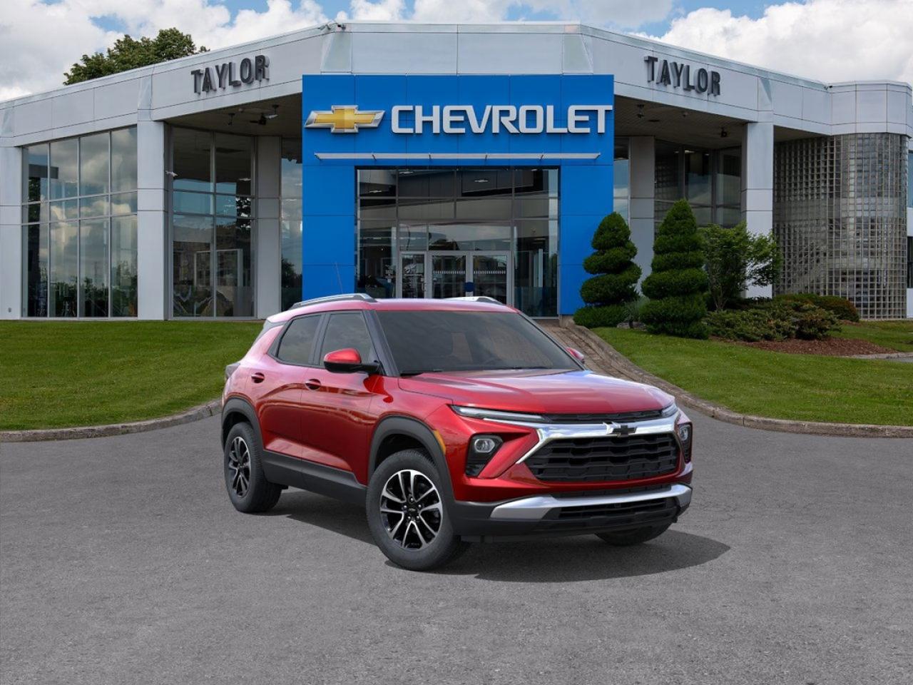 Heated Seats,  Heated Steering Wheel,  Blind Spot Detection,  Remote Start,  Apple CarPlay!    With an interior this spacious and versatile, you have room for all your gear, and your lifestyle, too.   With a surprisingly spacious cabin, plenty of power, and incredible efficiency, this Trailblazer is begging to be in your squad. When it?s time to grab the crew and all their gear to make some memories, this versatile and adventurous Trailblazer is an obvious choice.  This apex red SUV  has an automatic transmission and is powered by a  155HP 1.3L 3 Cylinder Engine.  Our Trailblazers trim level is LT. This Trailblazer LT trim steps things up with a Cold Weather Package that adds heated driver and front passenger seats and a heated steering wheel, and also includes blind spot detection and rear cross traffic alert with rear park assist. Its also loaded with great standard features like an 11-inch diagonal HD infotainment screen with wireless Apple and Android Auto, Wi-Fi Hotspot capability, SiriusXM satellite radio, and an 8-inch digital drivers display. Safety features also include automatic emergency braking, front pedestrian braking, lane keeping assist with lane departure warning, following distance indication, forward collision alert, and IntelliBeam high beam assistance. This vehicle has been upgraded with the following features: Heated Seats,  Heated Steering Wheel,  Blind Spot Detection,  Remote Start,  Apple Carplay,  Android Auto,  Lane Departure Warning.  To apply right now for financing use this link : https://www.taylorautomall.com/finance/apply-for-financing/  See dealer for details.   LEASING:Estimated Lease Payment: $216 bi-weekly Payment based on 3.9% lease financing for 60 months with $0 down payment on approved credit. Total obligation $28,118. Mileage allowance of 16,000 KM/year. Offer expires 2025-10-31.HST, licensing, and Federal luxury tax (if applicable) are extra.  Come by and check out our fleet of 70+ used cars and trucks and 170+ new cars and trucks for sale in Kingston.  o~o
