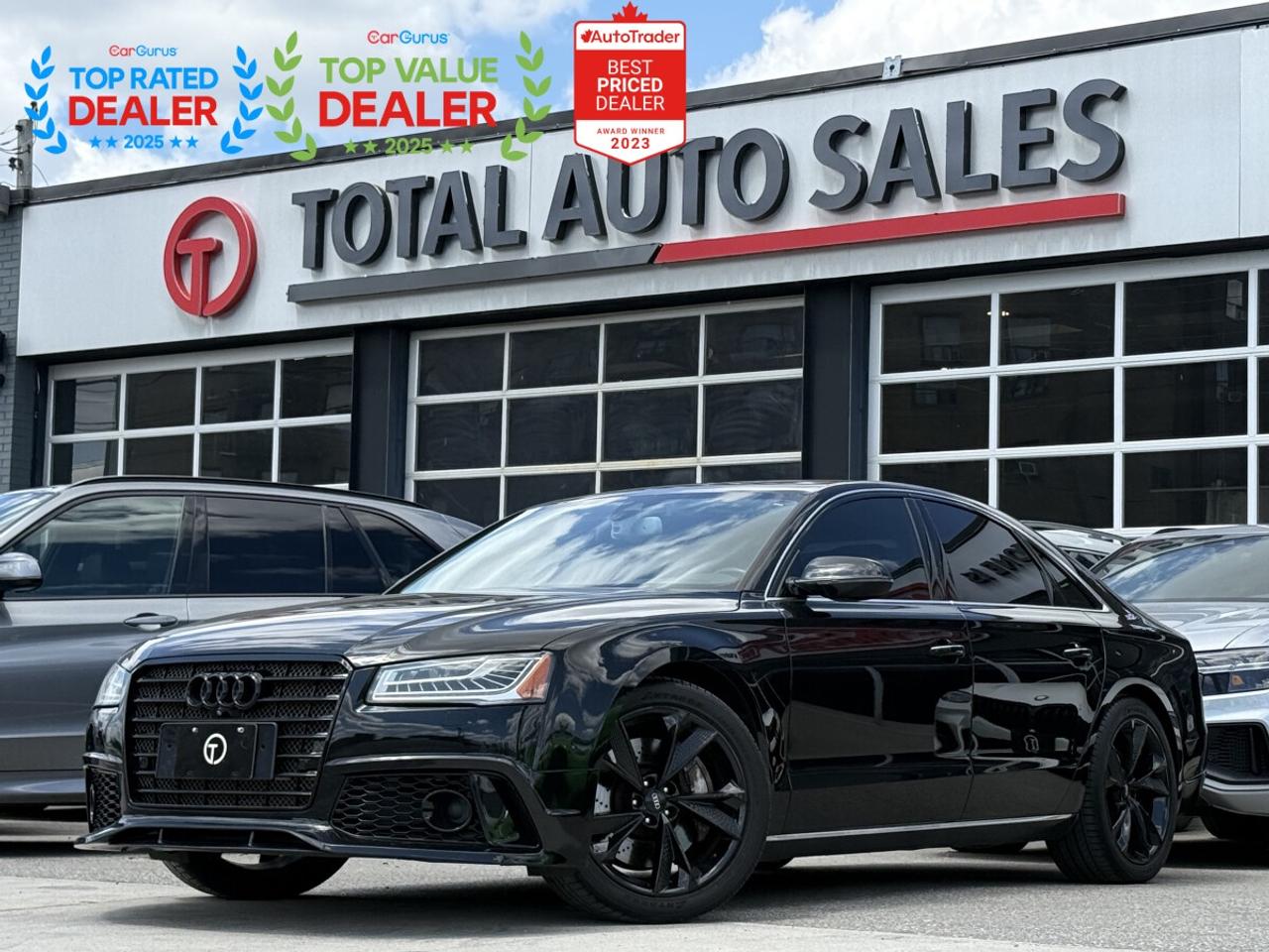 ** JUST ARRIVED! DONT MISS OUT ON THIS ONE!! ** <br/> ** UPGRADED S8 FRONT BUMPER, UPGRADED S8 RIMS! ** <br/> ** SERVICED AT AUDI! CLEAN TITLE! CARFAX VERIFIED! ** <br/> ** RATES AS LOW AS 6.99 OAC ** <br/> <br/> <br/> ===>> WE FINANCE ALL CREDIT TYPES! NEW TO THE COUNTRY?! NO PROBLEM! BAD CREDIT?! NO PROBLEM! <br/> ===>> YOU CAN APPLY ONLINE ON OUR WEBSITE OR IN PERSON! <br/> <br/> <br/> **GORGEOUS BLACK EXTERIOR ON PREMIUM BLACK LEATHER INTERIOR! COMES LOADED WITH BOSE SOUND SYSTEM, SUNROOF, HEATED & VENTILATED FRONT SEATS, MASSAGE FRONT SEATS, HEATED REAR SEATS, REAR PASSENGER SIDE WINDOW SHADES, DUAL CLIMATE CONTROLS, REAR CLIMATE CONTROLS, 360 CAMERA WITH PARKING ASSIST, BLUETOOTH, NAVIGATION, & MUCH MUCH MORE!! ** <br/> <br/> <br/> <br/> <br/> >>>> FOLLOW US ON INSTAGRAM @ <br/> TOTALAUTOSALES <br/> <br/> <br/> *** PLEASE CALL (437) 494-3945 *** <br/> OUR LOCATION: <br/> 2430 FINCH AVE WEST, NORTH YORK, M9M 2E1 <br/> <br/> <br/> *** CERTIFICATION: Have your new preowned vehicle certified at TOTAL AUTO SALES! We offer a full safety inspection exceeding industry standards, including oil change and professional detailing before delivery. Vehicles are not drivable, if not certified or e-tested, a certification package is available for $989. All trade-ins are welcome. Taxes, Finance fee and licensing are extra.** <br/> <br/> <br/> ** WARRANTY. We provide extended warranties up to 48m with optional coverage up to 10,000$ per/claim with unlimited kms. ** <br/> *** PLEASE CALL (437) 494-3945 *** <br/> TOTAL AUTO SALES 2430 FINCH AVE WEST, NORTH YORK, M9M 2E1 <br/> <br/> <br/> ** To the best of our ability, we have made an effort to ensure that the information provided to you in this ad is accurate. We do not take any responsibility for any errors, omissions or typographic mistakes found on all our ads. Prices may change without notice. Please verify the accuracy of the information with our sales team. ** <br/>