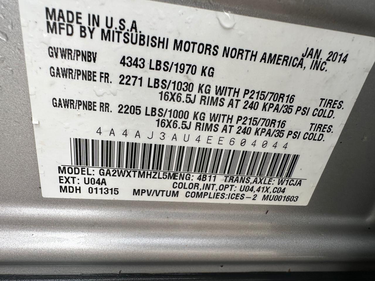 2014 Mitsubishi RVR AUTO, ALLOYS, ONLY 124KMS, 4 CYL, CERTIFIED - Photo #16