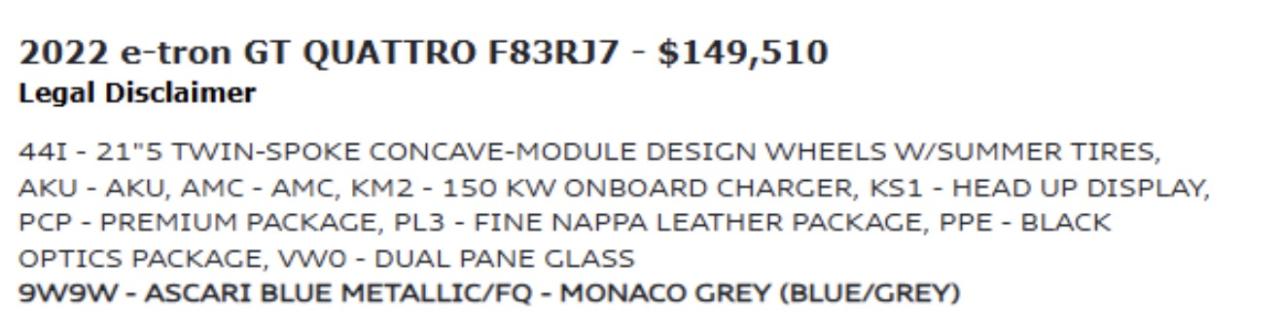 2022 Audi E-Tron GT QUATTRO | PREMIUM PKG | BLACK OPTICS | 20 IN Photo