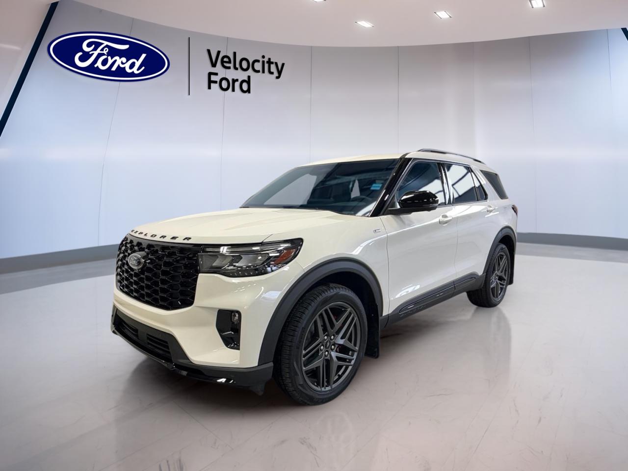 Experience the thrill of a brand new 2025 Ford Explorer St-Line, now available at Velocity Ford in Moose Jaw. This striking SUV, finished in a crisp White exterior with a stylish Black interior, offers a perfect blend of power, technology, and versatility. With its advanced 2.3L EcoBoost I-4 engine, 10-speed automatic transmission, and four-wheel drive, the Explorer St-Line is designed to handle Canadian roads with confidence and ease.

ADVANCED SAFETY FEATURES  
»» Blind spot monitoring for added awareness  
»» Lane keeping system for safer driving  
»» Pre-collision assist with automatic emergency braking  
»» Rear view camera for easier parking  

PERFORMANCE AND EFFICIENCY  
»» 2.3L EcoBoost I-4 turbocharged engine  
»» 10-speed automatic transmission for smooth shifting  
»» Intelligent four-wheel drive for all-weather traction  
»» Responsive handling for urban and highway driving  

COMFORT AND CONVENIENCE  
»» Dual-zone automatic climate control  
»» Power-adjustable drivers seat  
»» Spacious seating for up to seven passengers  
»» Keyless entry with push-button start  

TECHNOLOGY AND CONNECTIVITY  
»» SYNC infotainment system with touchscreen display  
»» Apple CarPlay and Android Auto compatibility  
»» USB ports for device charging  
»» Bluetooth hands-free connectivity  

CARGO SPACE  
»» Ample rear cargo capacity for family needs  
»» Split-folding rear seats for flexible storage  
»» Flat load floor for easy loading and unloading  
»» Additional storage compartments throughout cabin  

WHAT OTHER OWNERS LIKE  
»» Confident performance in all driving conditions  
»» User-friendly technology and infotainment features  
»» Spacious interior with flexible cargo options  
»» Strong safety ratings and driver assistance systems  

This 2025 Ford Explorer St-Lines VIN is: 1FMUK8KH8SGC14012.