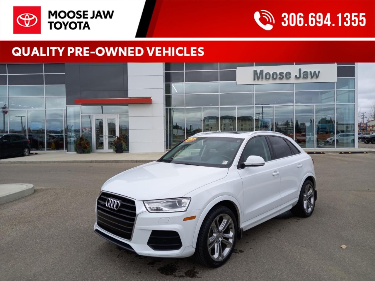 Used 2017 Audi Q3 2.0T Progressiv Stylish, compact, and full of luxury. The 2017 Q3 Progressiv delivers premium comfort, sporty performance, and Audi’s signature refinement. for sale in Moose Jaw, SK