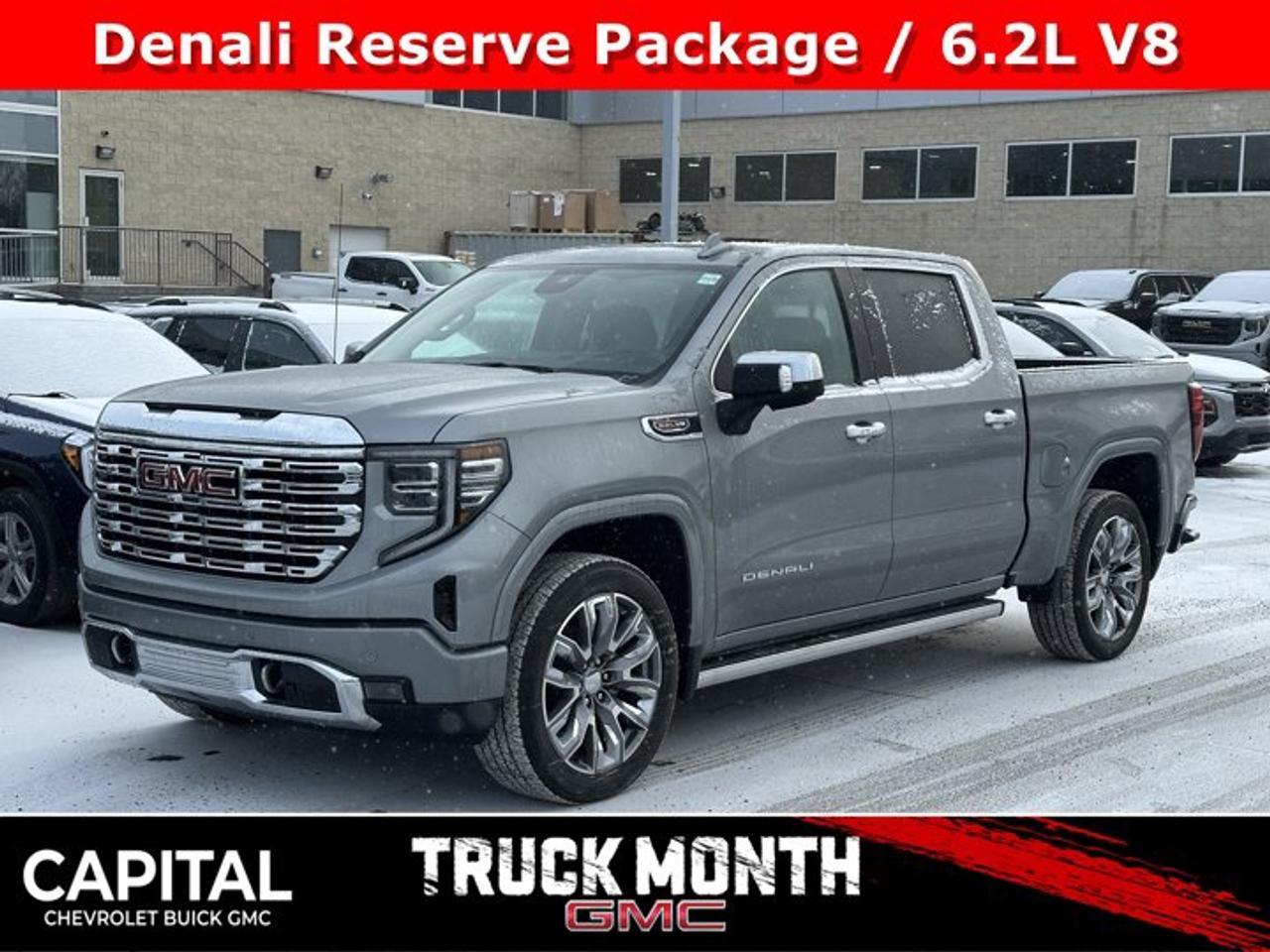 This GMC Sierra 1500 delivers a Gas V8 6.2L/376 engine powering this Automatic transmission. TRANSMISSION, 10-SPEED AUTOMATIC WITH ELECTRONIC PRECISION SHIFT, ELECTRONICALLY CONTROLLED with overdrive, and tow/haul mode and steering column paddle shifters. Includes Cruise Grade Braking and Powertrain Grade Braking (STD), REAR AXLE, 3.23 RATIO, PREMIUM FLOOR LINERS WITH REMOVABLE CARPET INSERT, FRONT.* This GMC Sierra 1500 Features the Following Options *DENALI RESERVE PACKAGE includes (CWM) Technology Package, (CF5) sunroof, (BRS) GMC MultiPro Power Steps and (SH0) 22 Painted Aluminum Wheel with Machining and Bright Chrome Inserts , LPO, WHEEL LOCKS, SET OF 4 (dealer-installed), LPO, BODY COLOUR WHEEL ARCH MOULDINGS (dealer-installed), GVWR, 7100 LBS. (3221 KG) (STD), ENGINE, 6.2L ECOTEC3 V8 (420 hp [313 kW] @ 5600 rpm, 460 lb-ft of torque [624 Nm] @ 4100 rpm); featuring Dynamic Fuel Management, ENGINE BLOCK HEATER, DENALI PREFERRED EQUIPMENT GROUP Includes Standard Equipment, ACTIVE EXHAUST, DUAL, SPORT-MODE ENABLED, 3 YEARS SIRIUSXM, Wireless, Apple CarPlay / Wireless Android Auto.* Visit Us Today *For a must-own GMC Sierra 1500 come see us at Capital Chevrolet Buick GMC Inc., 13103 Lake Fraser Drive SE, Calgary, AB T2J 3H5. Just minutes away!