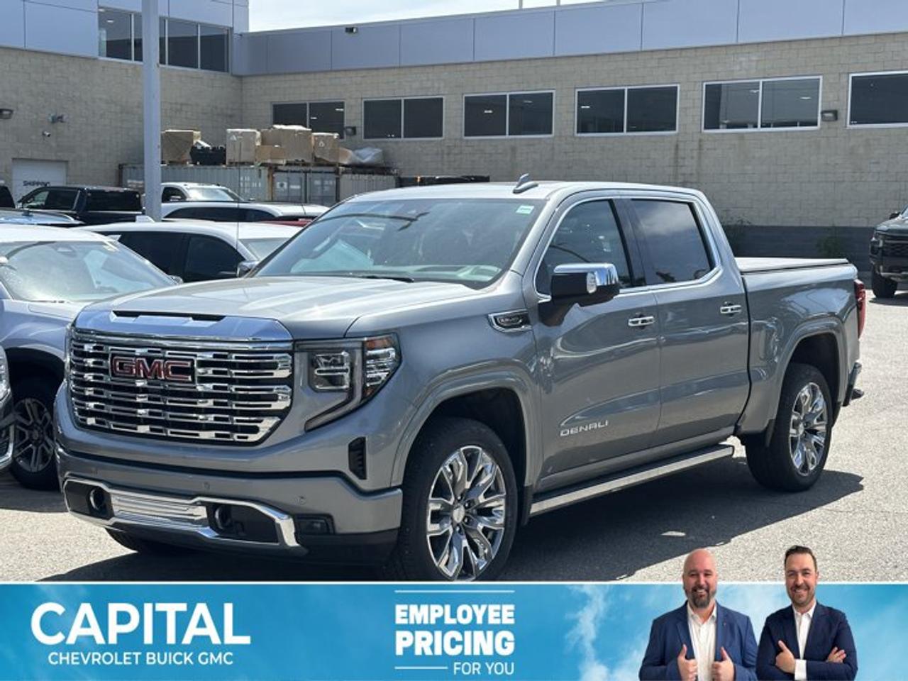 This GMC Sierra 1500 delivers a Gas V8 6.2L/376 engine powering this Automatic transmission. TRANSMISSION, 10-SPEED AUTOMATIC WITH ELECTRONIC PRECISION SHIFT, ELECTRONICALLY CONTROLLED with overdrive, and tow/haul mode and steering column paddle shifters. Includes Cruise Grade Braking and Powertrain Grade Braking (STD), REAR AXLE, 3.23 RATIO, PREMIUM FLOOR LINERS WITH REMOVABLE CARPET INSERT, FRONT.* This GMC Sierra 1500 Features the Following Options *DENALI RESERVE PACKAGE includes (CWM) Technology Package, (CF5) sunroof, (BRS) GMC MultiPro Power Steps and (SH0) 22 Painted Aluminum Wheel with Machining and Bright Chrome Inserts , LPO, WHEEL LOCKS, SET OF 4 (dealer-installed), LPO, BODY COLOUR WHEEL ARCH MOULDINGS (dealer-installed), GVWR, 7100 LBS. (3221 KG) (STD), ENGINE, 6.2L ECOTEC3 V8 (420 hp [313 kW] @ 5600 rpm, 460 lb-ft of torque [624 Nm] @ 4100 rpm); featuring Dynamic Fuel Management, ENGINE BLOCK HEATER, DENALI PREFERRED EQUIPMENT GROUP Includes Standard Equipment, ACTIVE EXHAUST, DUAL, SPORT-MODE ENABLED, 3 YEARS SIRIUSXM, Wireless, Apple CarPlay / Wireless Android Auto.* Visit Us Today *For a must-own GMC Sierra 1500 come see us at Capital Chevrolet Buick GMC Inc., 13103 Lake Fraser Drive SE, Calgary, AB T2J 3H5. Just minutes away!