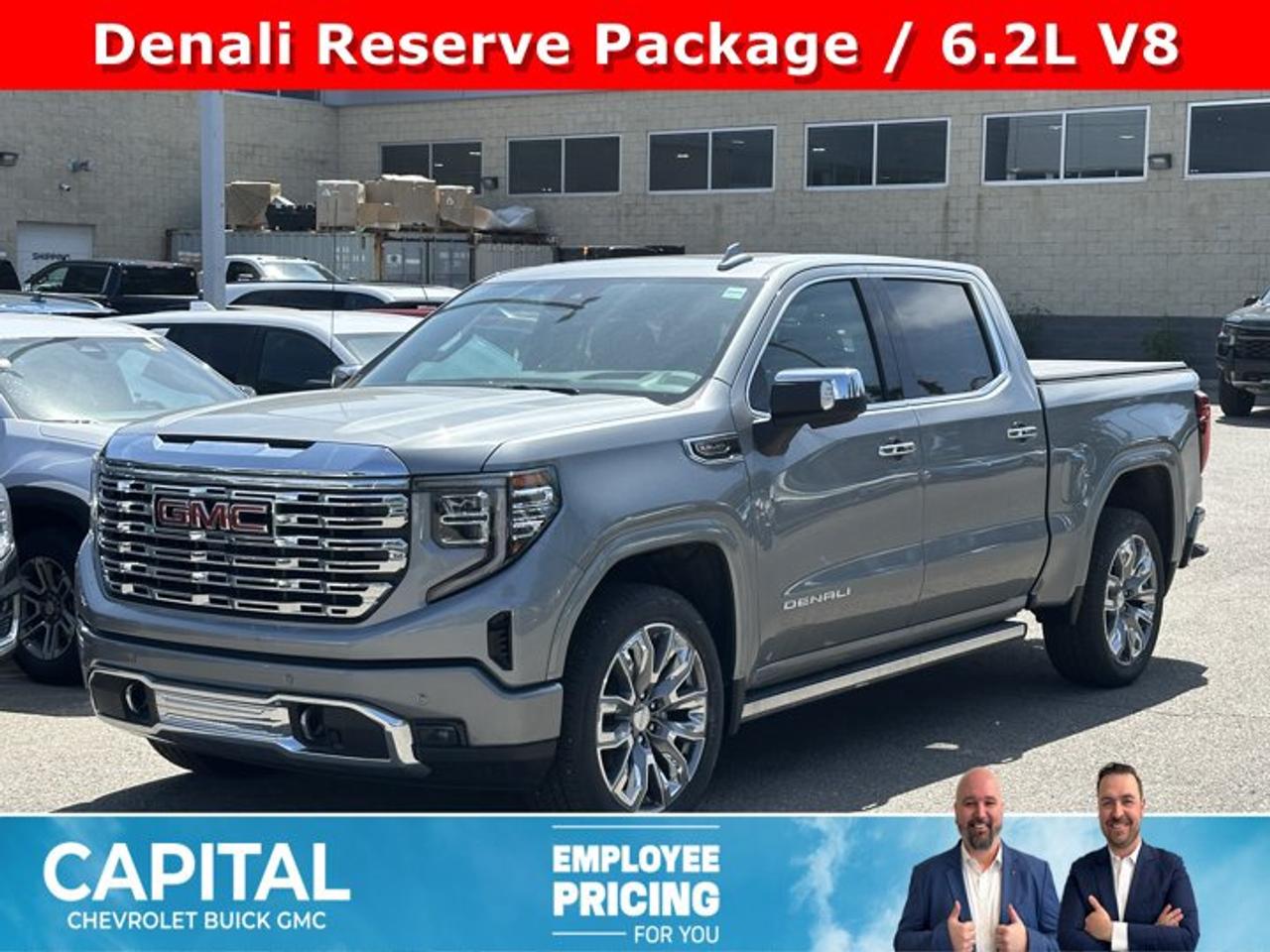 This GMC Sierra 1500 delivers a Gas V8 6.2L/376 engine powering this Automatic transmission. TRANSMISSION, 10-SPEED AUTOMATIC WITH ELECTRONIC PRECISION SHIFT, ELECTRONICALLY CONTROLLED with overdrive, and tow/haul mode and steering column paddle shifters. Includes Cruise Grade Braking and Powertrain Grade Braking (STD), REAR AXLE, 3.23 RATIO, PREMIUM FLOOR LINERS WITH REMOVABLE CARPET INSERT, FRONT.* This GMC Sierra 1500 Features the Following Options *DENALI RESERVE PACKAGE includes (CWM) Technology Package, (CF5) sunroof, (BRS) GMC MultiPro Power Steps and (SH0) 22 Painted Aluminum Wheel with Machining and Bright Chrome Inserts , LPO, WHEEL LOCKS, SET OF 4 (dealer-installed), LPO, BODY COLOUR WHEEL ARCH MOULDINGS (dealer-installed), GVWR, 7100 LBS. (3221 KG) (STD), ENGINE, 6.2L ECOTEC3 V8 (420 hp [313 kW] @ 5600 rpm, 460 lb-ft of torque [624 Nm] @ 4100 rpm); featuring Dynamic Fuel Management, ENGINE BLOCK HEATER, DENALI PREFERRED EQUIPMENT GROUP Includes Standard Equipment, ACTIVE EXHAUST, DUAL, SPORT-MODE ENABLED, 3 YEARS SIRIUSXM, Wireless, Apple CarPlay / Wireless Android Auto.* Visit Us Today *For a must-own GMC Sierra 1500 come see us at Capital Chevrolet Buick GMC Inc., 13103 Lake Fraser Drive SE, Calgary, AB T2J 3H5. Just minutes away!