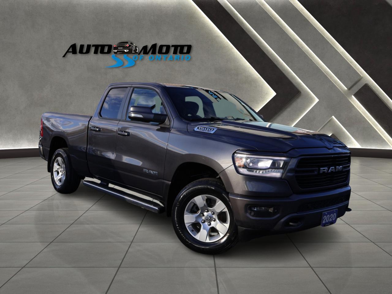 Used 2020 RAM 1500 BIG HORN-OFF ROAD PKG HEMI 4WD CERTIFIED *ACCIDENT FREE* CAMERA BLUETOOTH HEATED SEATS/STEERING P.SENSORS CRUISE ALLOYS for sale in Burlington, ON
