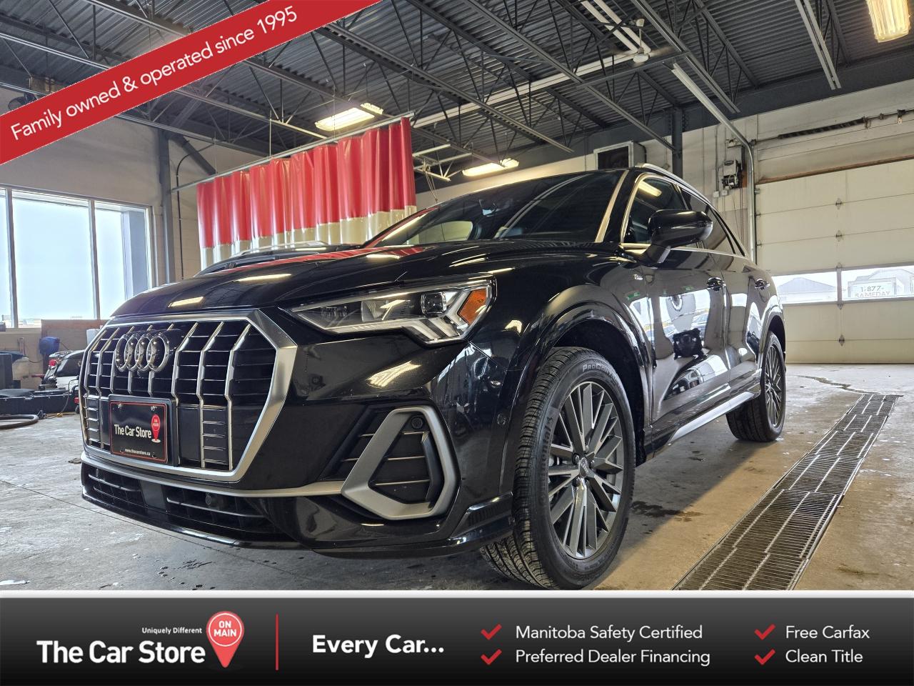 2019 Audi Q3 Technik S-Line  | No Accidents | Great Condition 
 Key Features: 
 Quattro All-Wheel Drive 
 S-Line Package, Sport wheel, Sport Seats 
 Panoramic Sunroof, Heated Front Seats 
 Apple CarPlay & Android Auto, Bang & Olufsen Premium Audio 
 Digital Cockpit, Navigation, Drive Select Modes 
 Rearview Camera, Front & Rear Parking Sensors 
 LED Headlights, Power Tailgate 
 No Accidents, Clean Title, Well Maintained 
 
 
 Sporty, Sophisticated, and All-Weather Ready: 
 The Q3 delivers Audis signature blend of performance and refinement. With Quattro AWD, sleek S-Line details, and smart interior tech, its a luxury compact SUV that punches well above its size. 
 
 
 Clean History, Well Cared for: 
 Off-lease and accident-free, this Q3 has been well cared for, and it shows. Its a great example of what a pre-owned premium SUV should look likestylish, practical, and fully loaded. 
 
 
 Our Take: 
 Sharp, agile, and loaded with features, this Q3 Technik is perfect for anyone looking for upscale utility without going full-size. A strong daily driver that still turns heads. 
 
 
 We are a local Family Owned business and we try to do things a little different. 
 
 At The Car Store on Main every vehicle is Manitoba Safety Certified. 
 Every vehicle sold is eligible for the Advantage Plan: 
 30 Day Warranty on all MB Safety certificate related items. 
 CarFax Vehicle History Report 
 2 sets of Keys 
 Wholesale access to all other Miscellaneous Accessories (i.e. Wtr Tires, Remote Starr, all misc vehicle accessories/parts, etc...) 
 And of course a Full tank of Gas. 
 
 There is no Gimmicks or games, we are always aggressive on our prices and try to separate ourselves from the rest. 
 We also have an on-site Certified Banker who shops to get the best possible interest rates in with all Major Banks and Credit Unions! 
 
 Come to our Brand New modern showroom and see what makes us Uniquely Different! 
 
 Located on Main St. just North of Chief Peguis Trail. 
 
 To schedule an appointment call us directly at 204-669-1248 or email sales@thecarstore.ca 
 
 The Car Store on Main 
 -Uniquely Different- 
 
 www.thecarstore.ca 
 Local: 204-669-1248 
 Toll Free: 877-634-2975 
 
 A local family owned business unlike typical car lots, there are no pressure tactics, no games, no gimmicks, no Sales Manager, General Manager or Used Car Manager, just straight answers and fair deals all the time! 
 
 *PRICE DOES NOT INCLUDE TAXES (G.S.T & P.S.T) 
 Dealer Permit # 4481