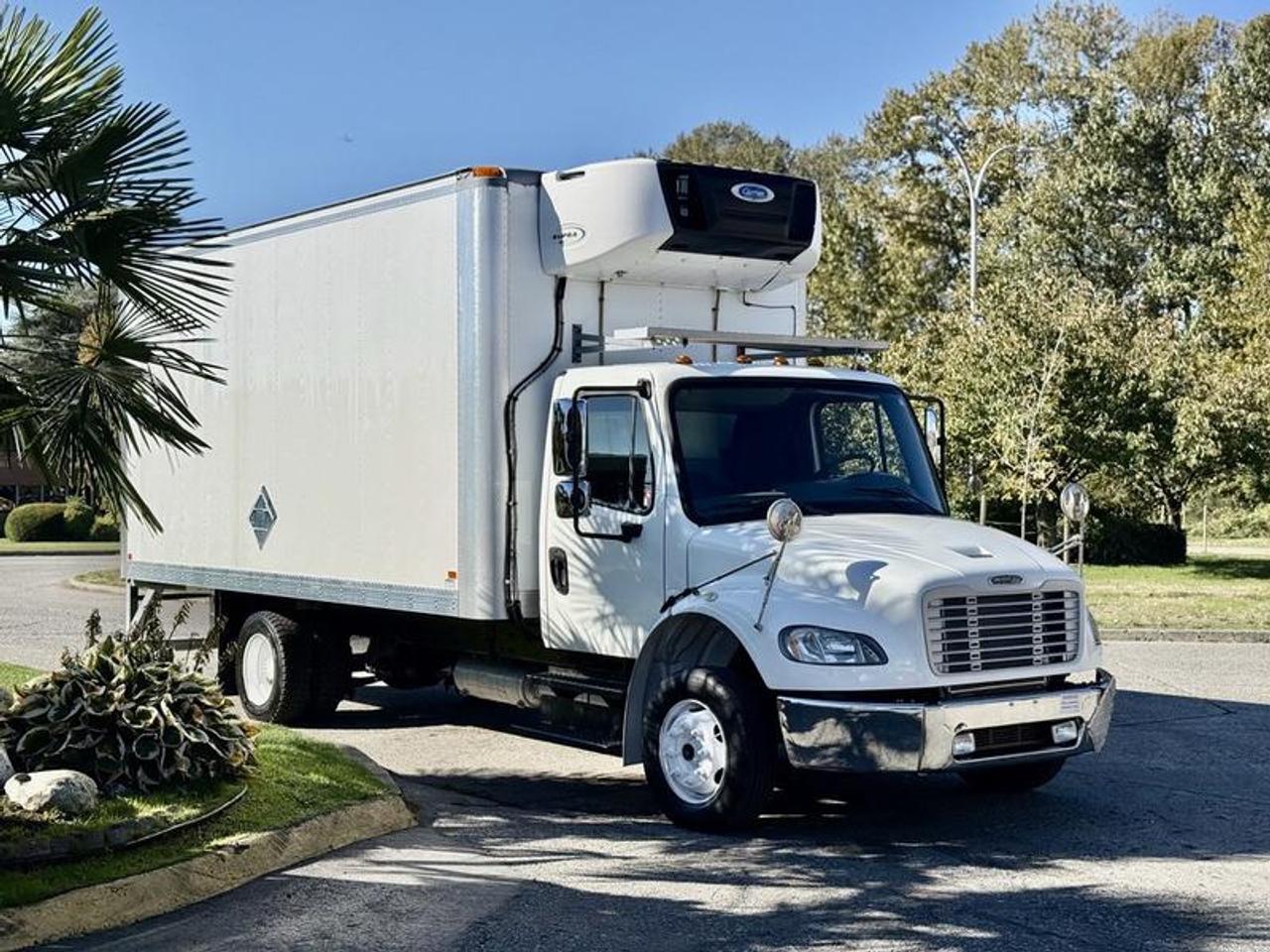 2017 Freightliner M2 106 reefer cube van powered by a Cummins 6.7L diesel engine and automatic transmission. Features include an 18-foot insulated cargo box, AM/FM radio, CD player, and a white exterior with black interior. Inside box dimensions: 18 long, 710 wide, and 79 high. Overall vehicle length is 288, width 85, and height 12. GVWR rated at 11,793 kg (26,000 lbs). Ideal for temperature-sensitive deliveries or commercial fleet use. This item is currently OFFSITE. You must register an appointment with our office to schedule an offsite viewing. Appointments must be made a minimum of one business day in advance (and as defined by the days that Repo.com is open for business) before your appointment can be scheduled and confirmed. We may, at our own discretion, instead opt to transport smaller items to Repo.coms main yard for viewing purposes.  $79,730.00 plus $375 processing fee, $80,105.00 total payment obligation before taxes.  Listing report, warranty, contract commitment cancellation fee, financing available on approved credit (some limitations and exceptions may apply). All above specifications and information is considered to be accurate but is not guaranteed and no opinion or advice is given as to whether this item should be purchased. We do not allow test drives due to theft, fraud, acts of vandalism and undetectable impaired driving. Instead we provide the following benefits: Complimentary Warranty (with options to extend), Limited Money Back Satisfaction Guarantee on Fully Completed Contracts, Contract Commitment Cancellation, and an Open-Ended Sell-Back Option. Ask seller for details or call 604-522-REPO(7376) to confirm listing availability.